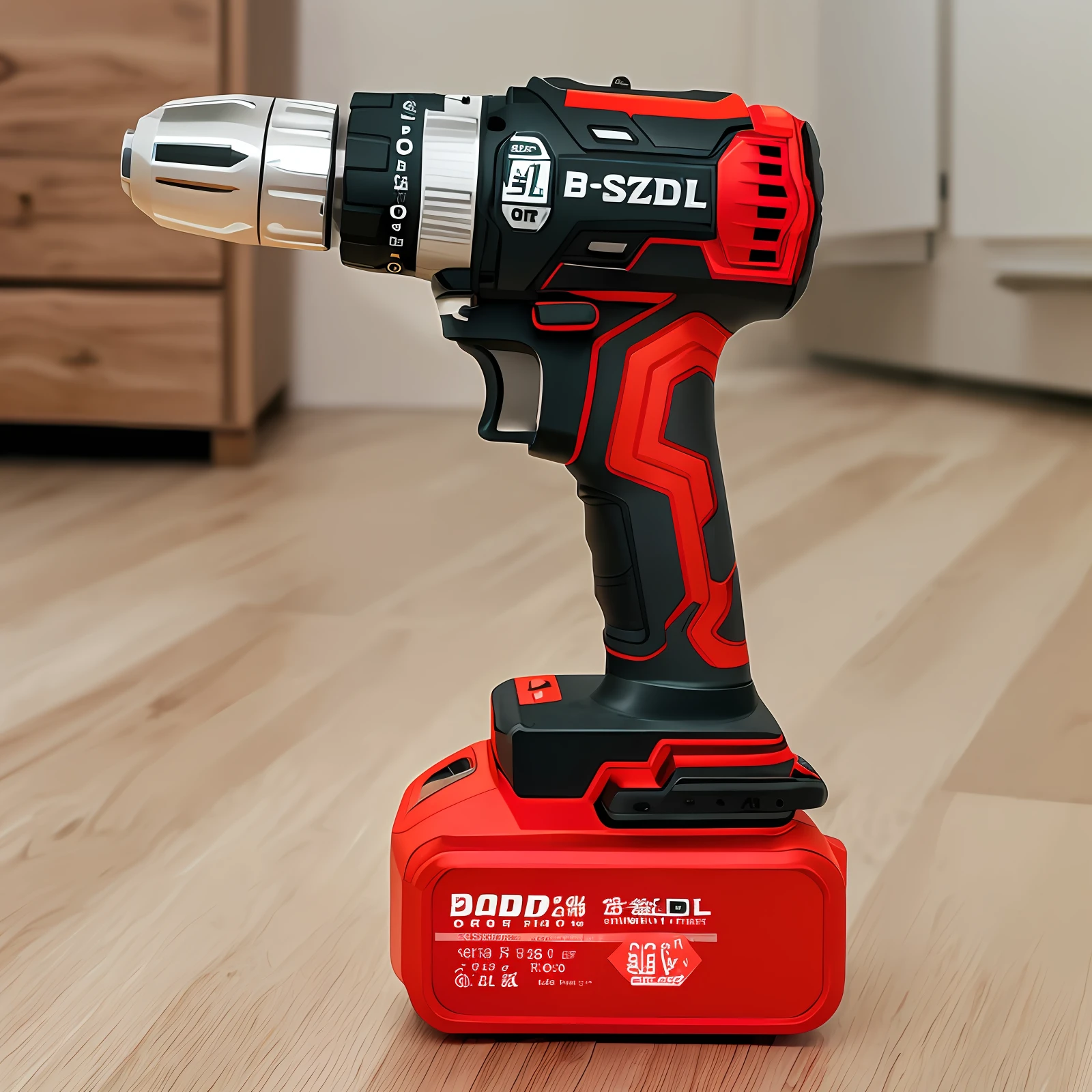 BSZDL-Red Drill-Powerful Brushless Motor-High Quality Red Cordless Drill-Workers Holding Drill to Punch Holes in Interior Furniture-High Energy Saving - Overall Red-Modern Simple Style。