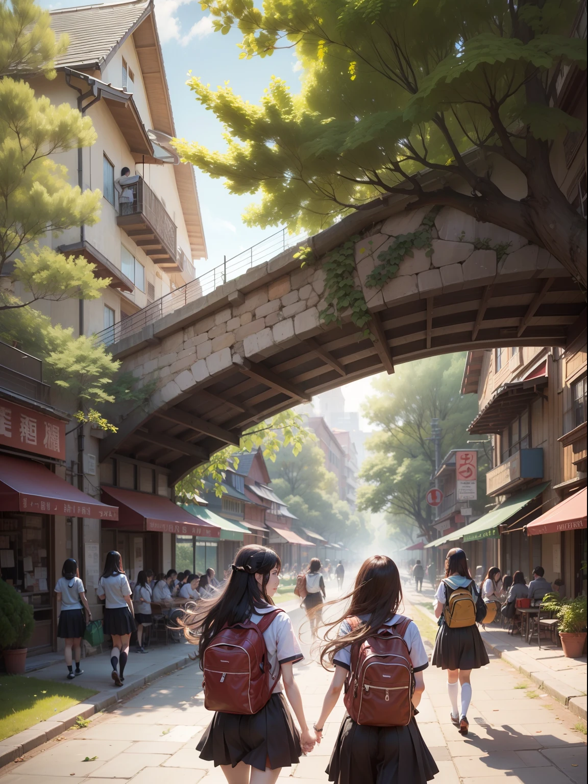 Going to school、{{{Play with friends}}}It depicts a large group of girls.