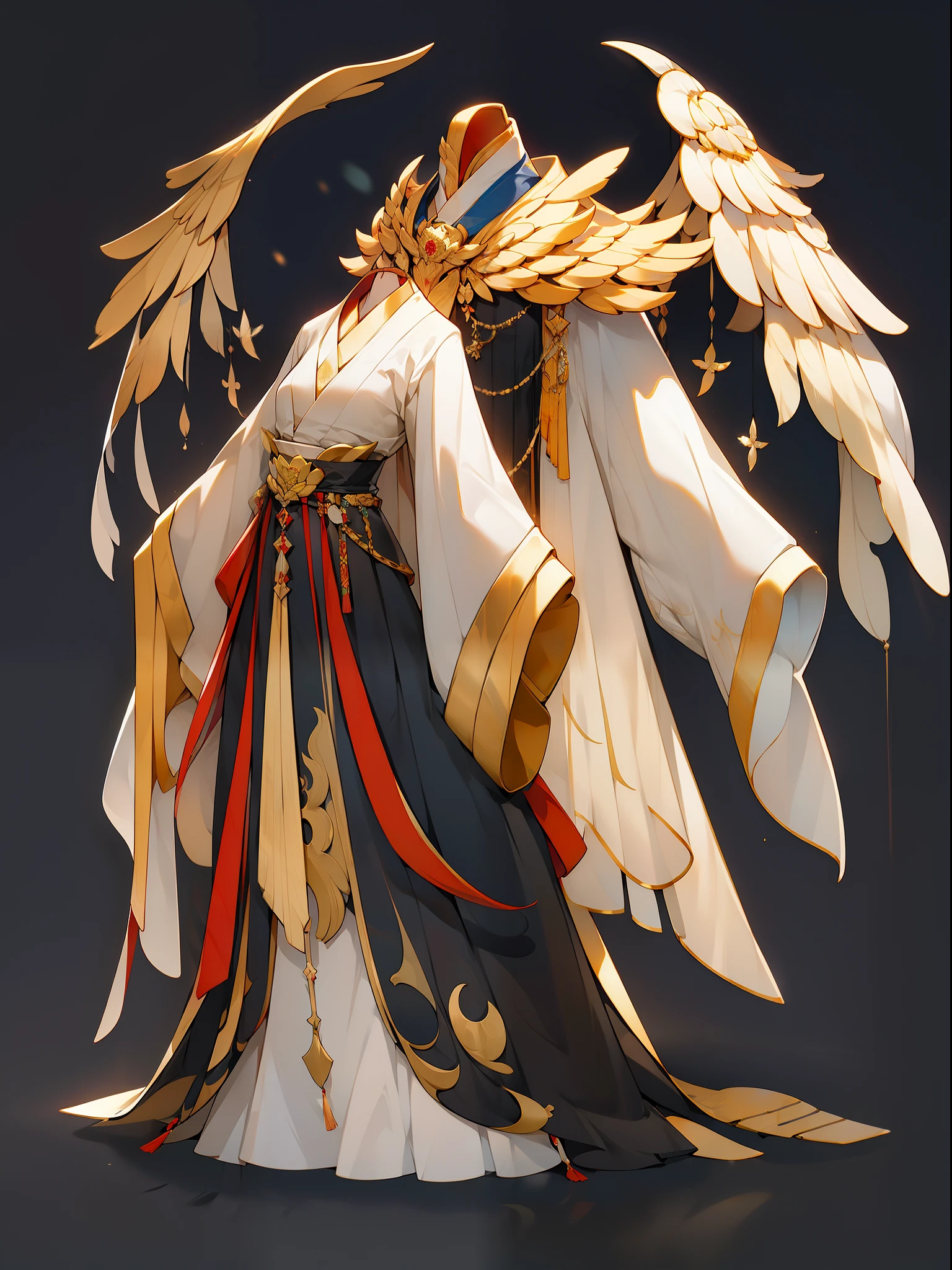 （NOhumans：1.5）， masterpaintings， Ultimate，（a color，feather hair），Ancient Chinese clothes，Gorgeous collared top，pleated long skirt，cloaks，gossamer，gold chains，red color Hanfu，Phnom Penh embroidery，gameicon，