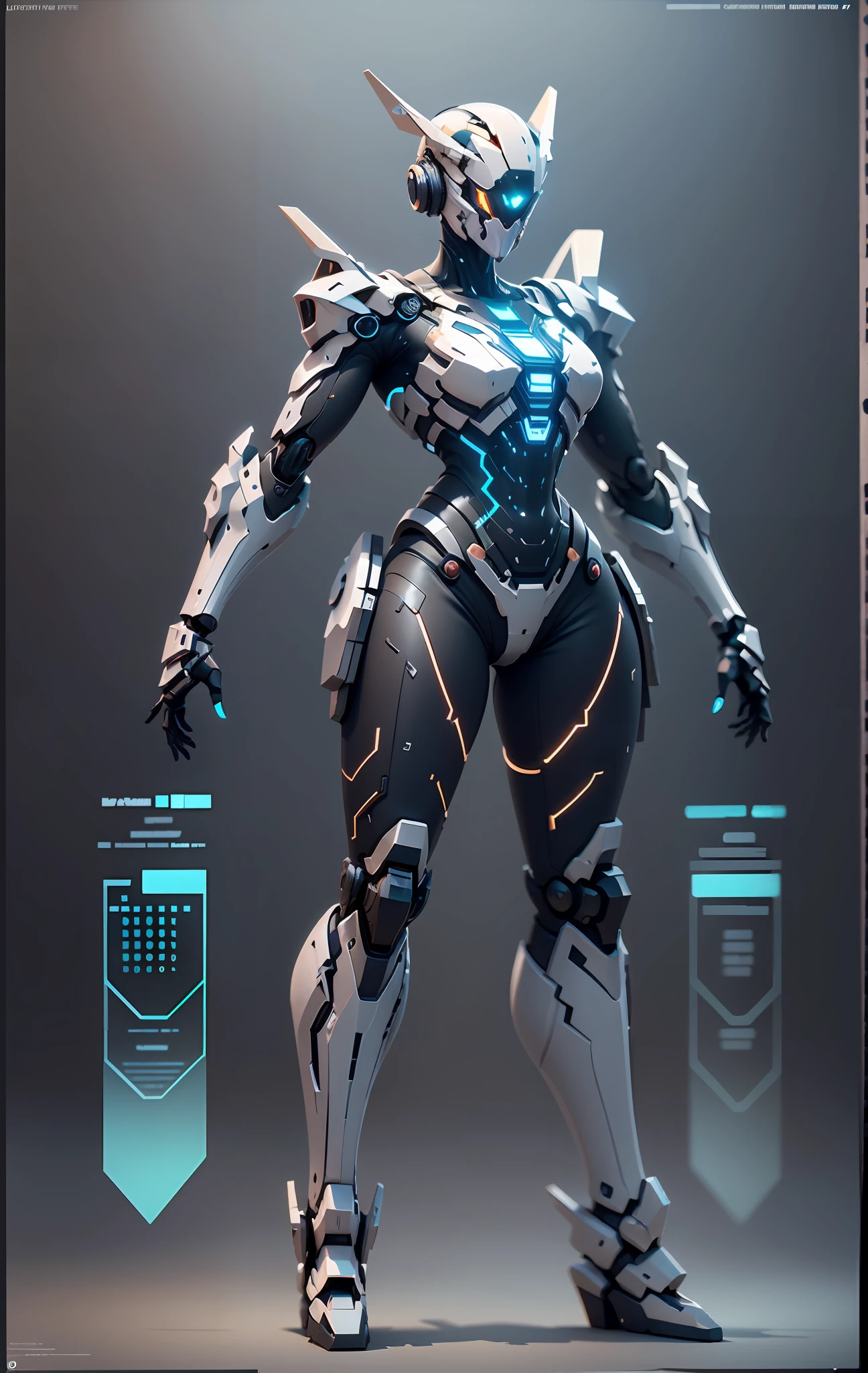 Mecha from the world of science fiction ，Complete body，Complex mechanical structure，Realistic physical rendering，Bio-luminescence，computer chip，circuit boards， All body in， Facing the camera, face to looking at viewer, Static posture, Simple background, three-dimensional light, detailed full-body concept, sleek digital concept art, beautiful full-body concept art, art trend, Full-length CGsociety,