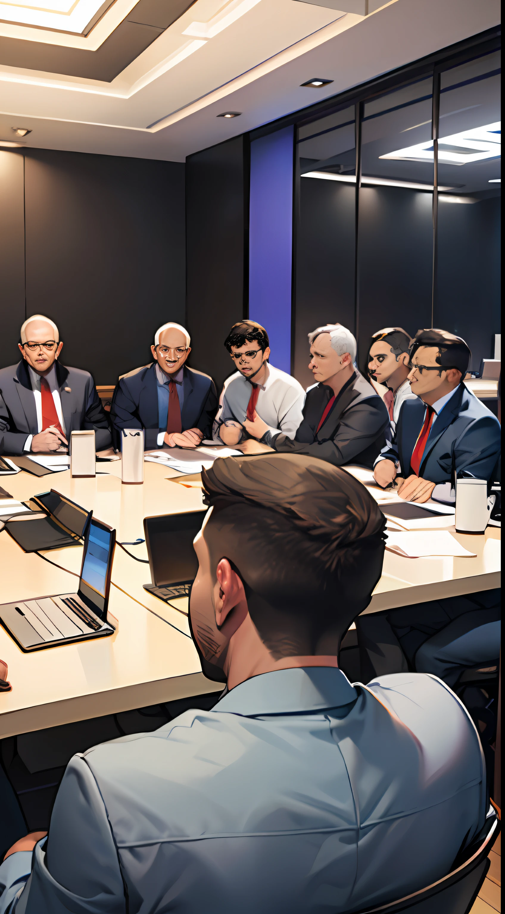 More than 10 people sat at the conference table,People are talking about it,, 8K, Super detail, ccurate, Best quality
