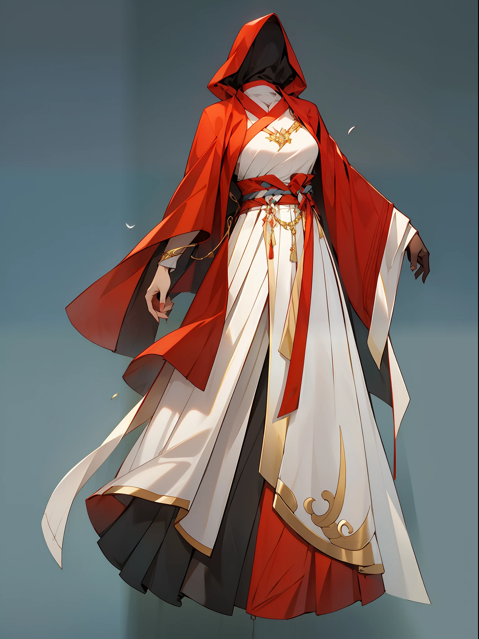 （NOhumans：1.5）， masterpaintings， Ultimate，（a color，feather hair），Ancient Chinese clothes，Gorgeous collared top，pleated long skirt，cloaks，gossamer，gold chains，red color Hanfu，Phnom Penh embroidery，gameicon，