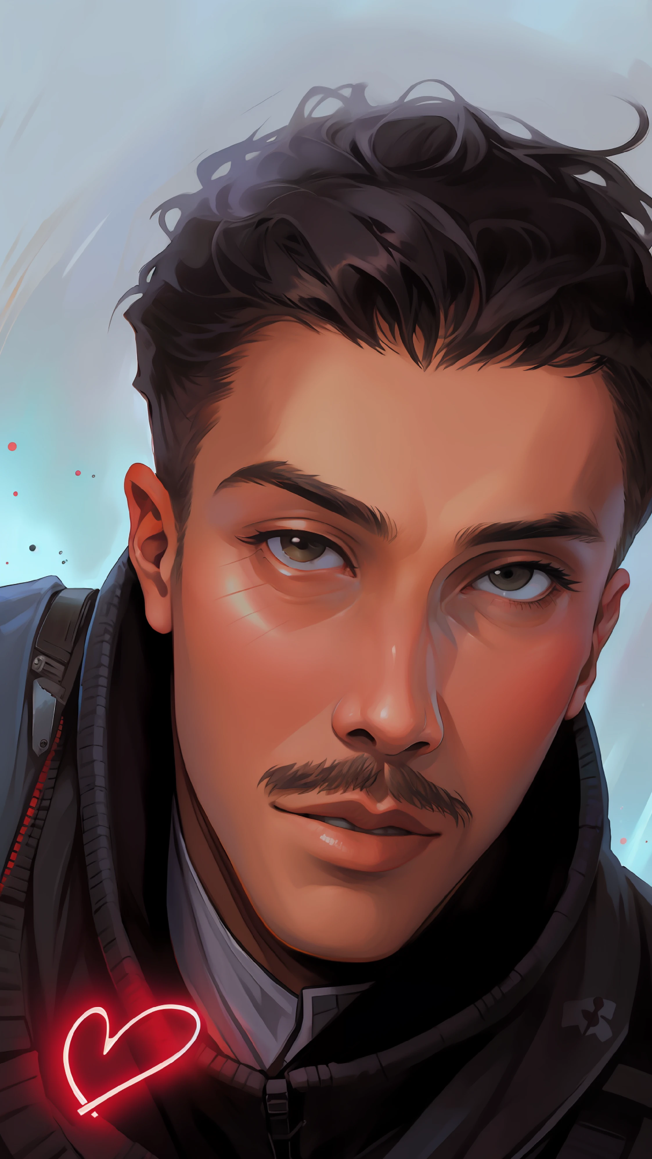 obra-prima, melhor qualidade, realista, ultra detalhado, sfw, head shoot, retrato de um jovem, setor estelar, Science Fiction Style Costumes, aparelhos de alta tecnologia, head facing right,roupa futurista preta com luz.