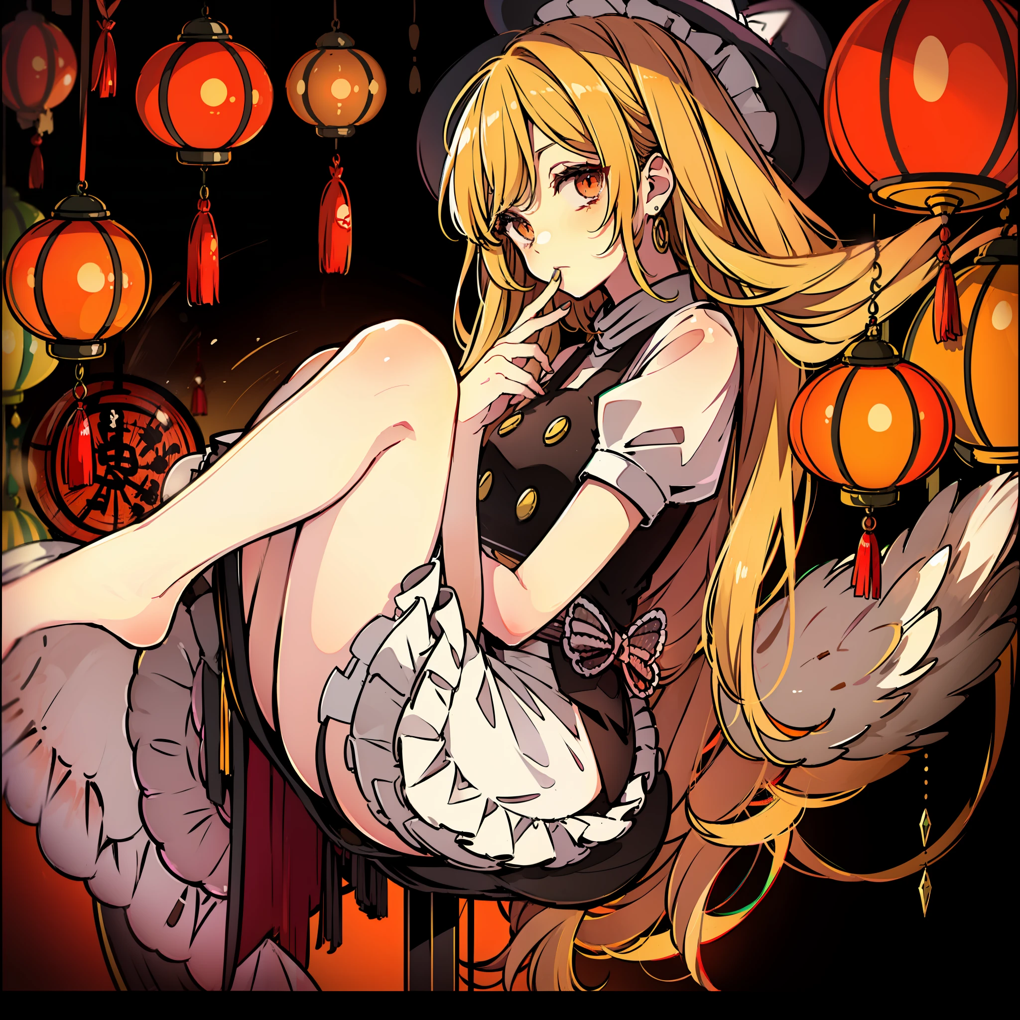 masute piece, Fine detail, 4K, 8K, 12K, Solo, One person, Beautiful Girl, caucasian female, Touhou Project Marisa、chinese clothes, Chinese dress, Chinatown