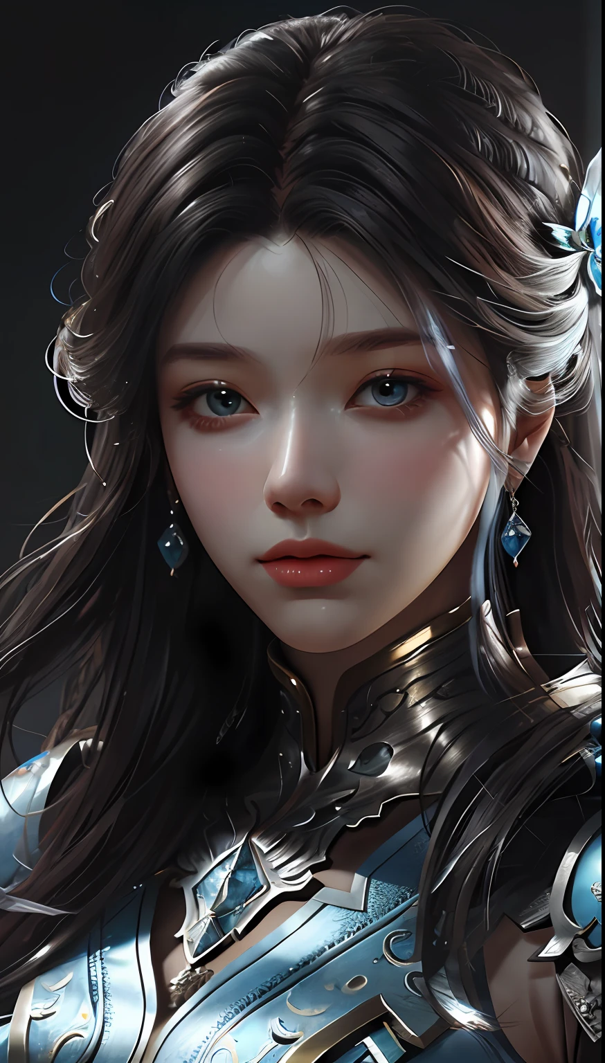 8k portrait of beautiful cyborg with brown hair, intricate, elegant, highly detailed, majestic, digital photography, art by artgerm and ruan jia and greg rutkowski surreal painting gold butterfly filigree, broken glass, (masterpiece, sidelighting, finely detailed beautiful eyes: 1.2), hdr,
