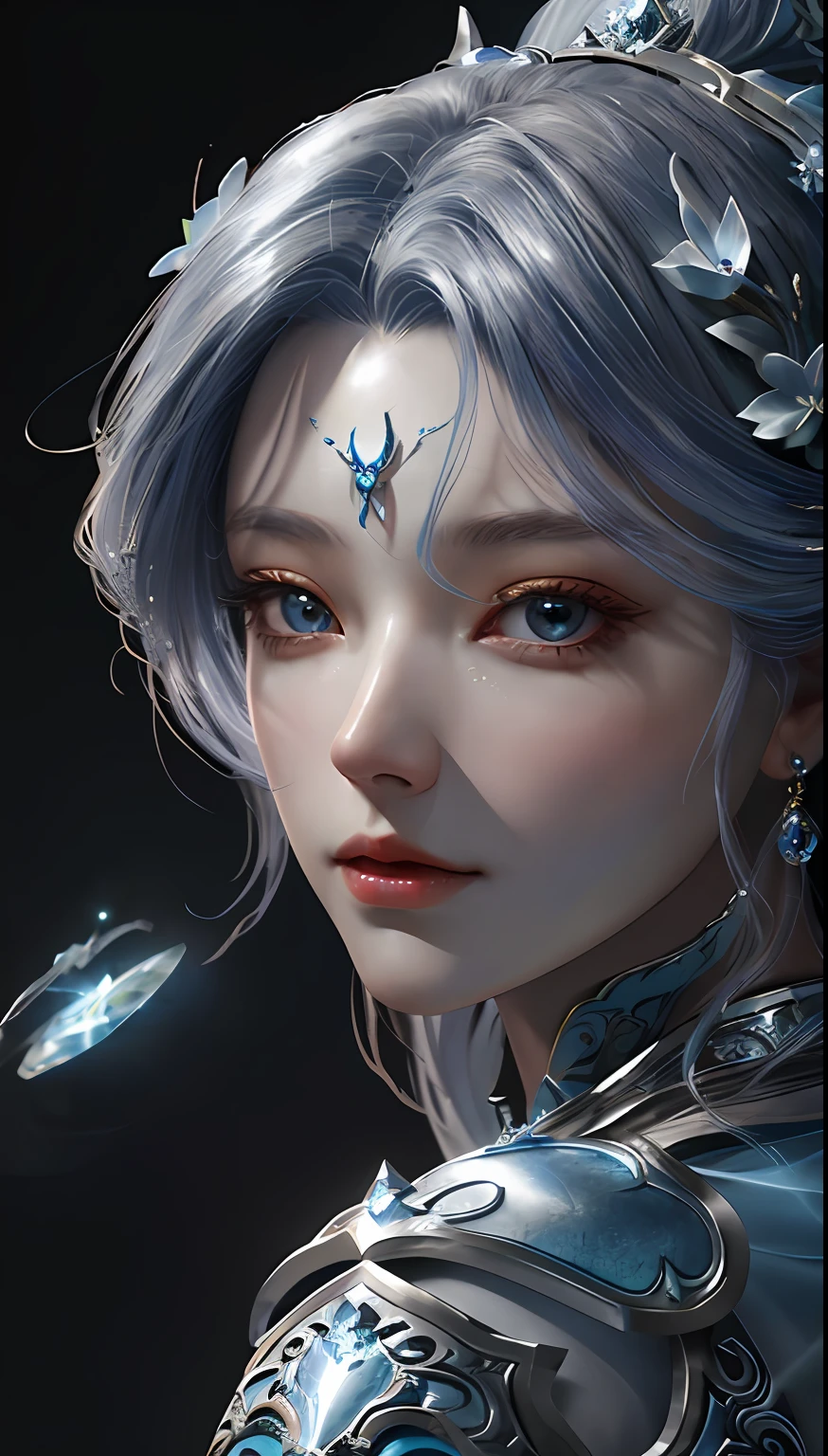 8k portrait of beautiful cyborg with brown hair, intricate, elegant, highly detailed, majestic, digital photography, art by artgerm and ruan jia and greg rutkowski surreal painting gold butterfly filigree, broken glass, (masterpiece, sidelighting, finely detailed beautiful eyes: 1.2), hdr,