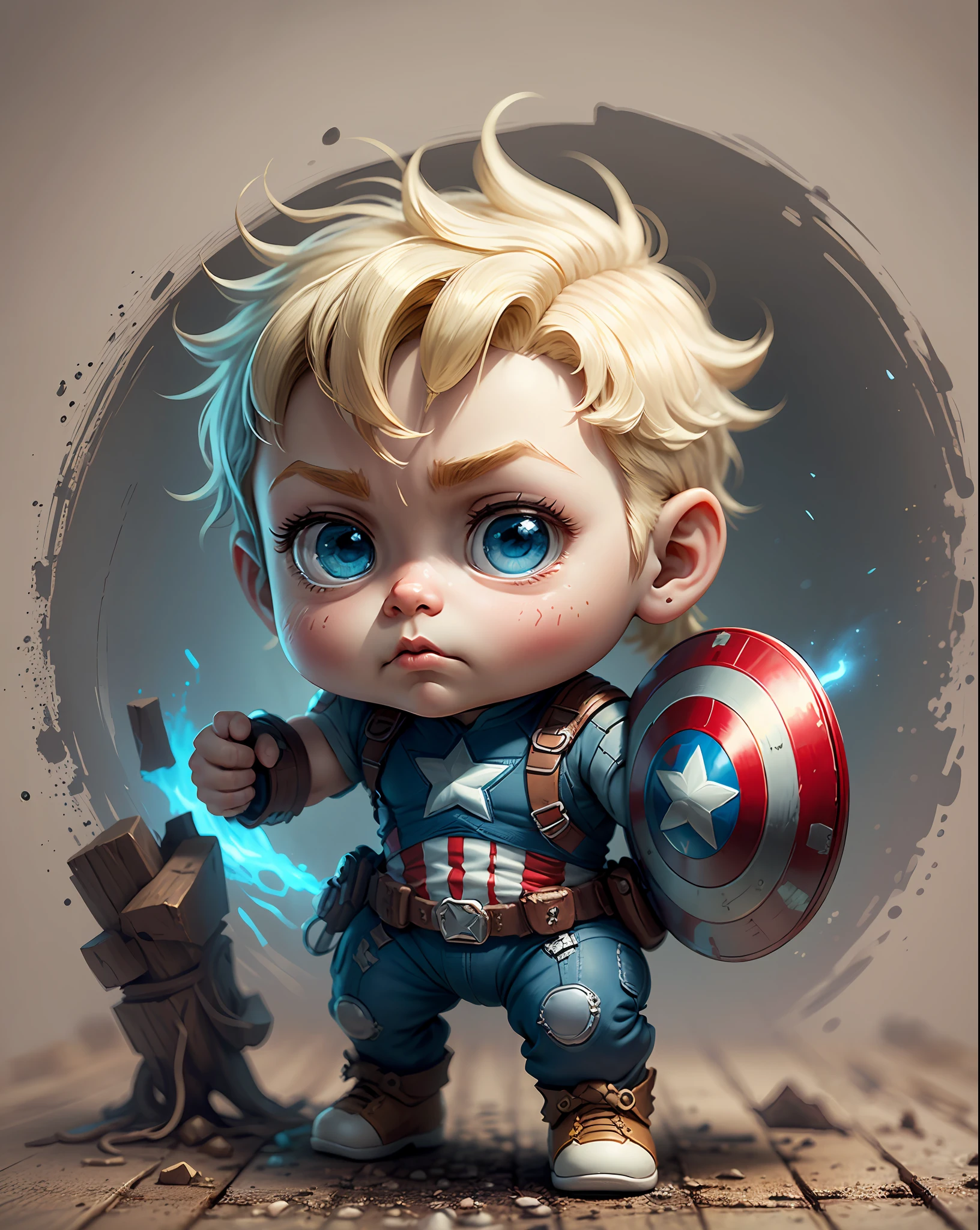 Cute White Boy Doll Crisp 8K Captain America, estilo chibi --auto --s2