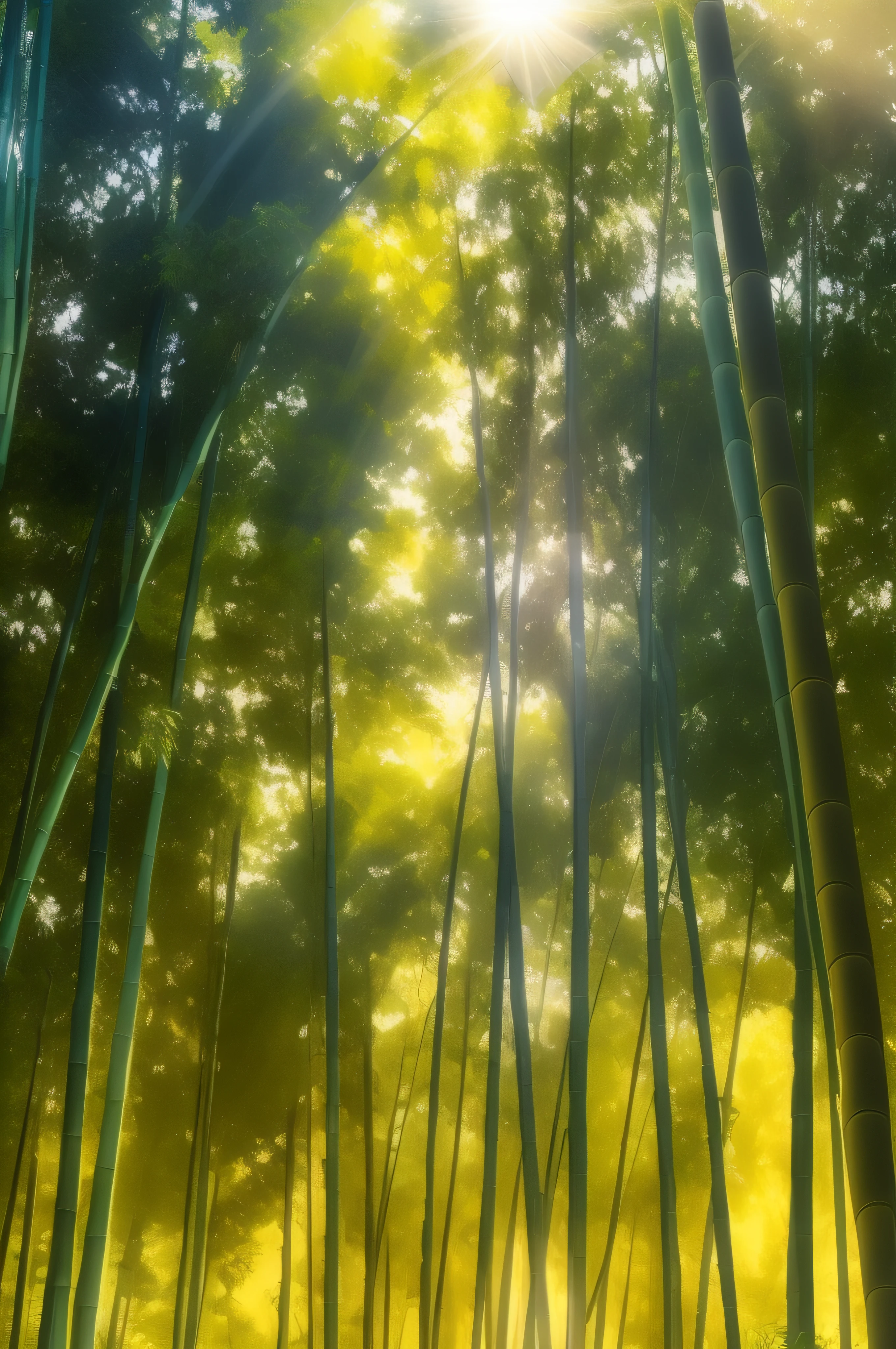 araffes of tall bamboo trees in a forest with the sun shining through them, deep in a japanese bamboo forest, in a bamboo forest, bamboo grove, bamboo forest in the background, walking in a bamboo forest, bamboo, of bamboo, misty japanese bamboo forest, japan lush forest, The tree々The sun passing between, The tree々Sunshine from between, The tree々The sun shines in from between