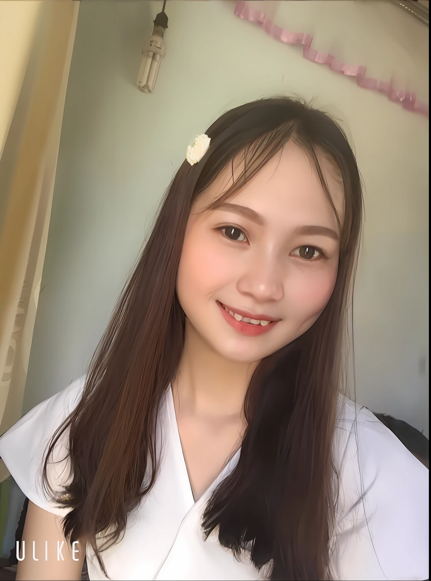 (masterpiece, best quality,20 years old girl, solo, intricate details, chromatic aberration), realistic, (hazel eyes:1.2), (random expression), (large eyes), (lora:museNaturalfaceV1_v1:0.2), pureerosface_v1, (big smile:1), lace, flower, large breast,