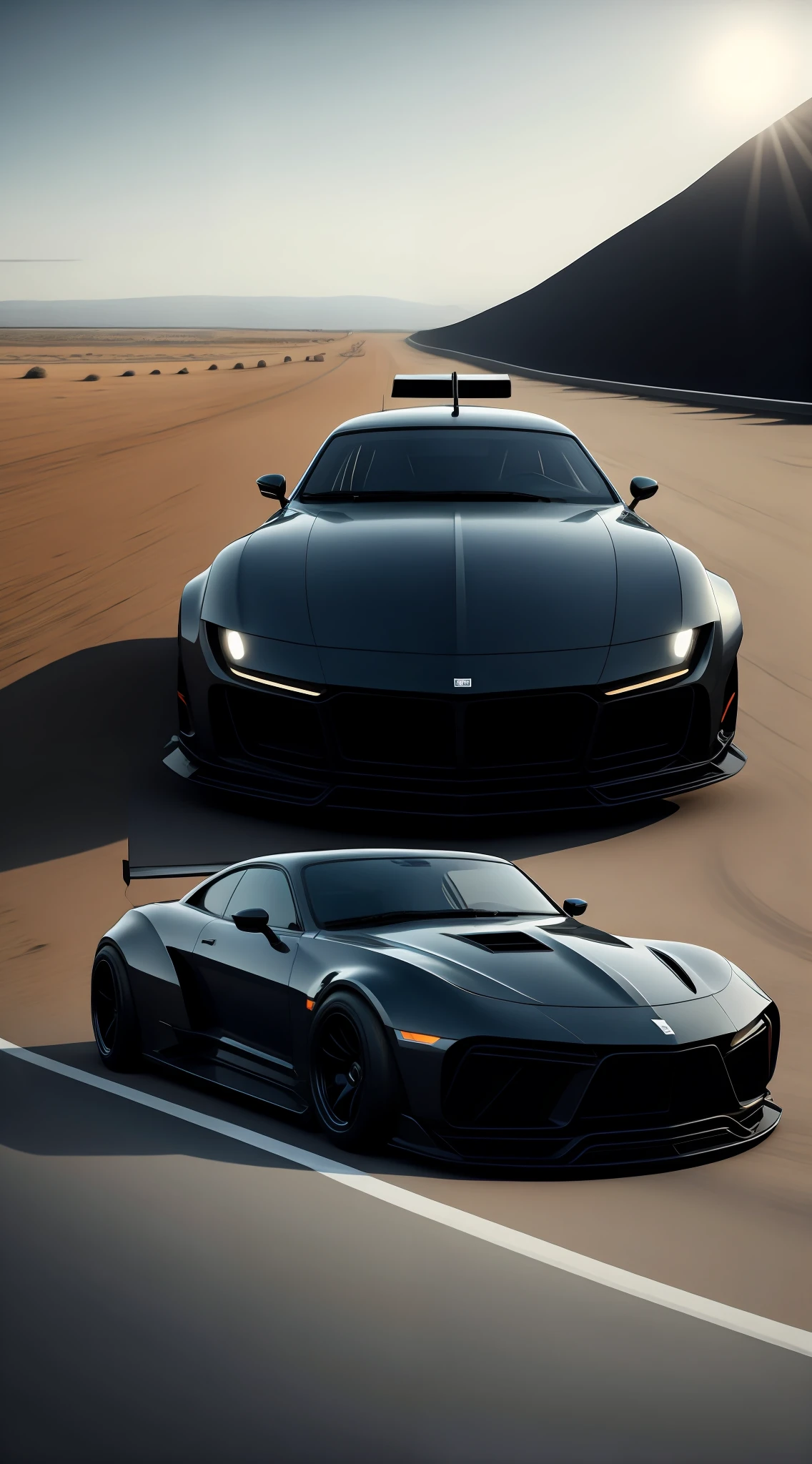 Realistic sports black car on the track,Driving at high speed,The atmosphere was warm,The audience cheered,Play to the competition,High pressing,8K,The body is marked LUKOIL