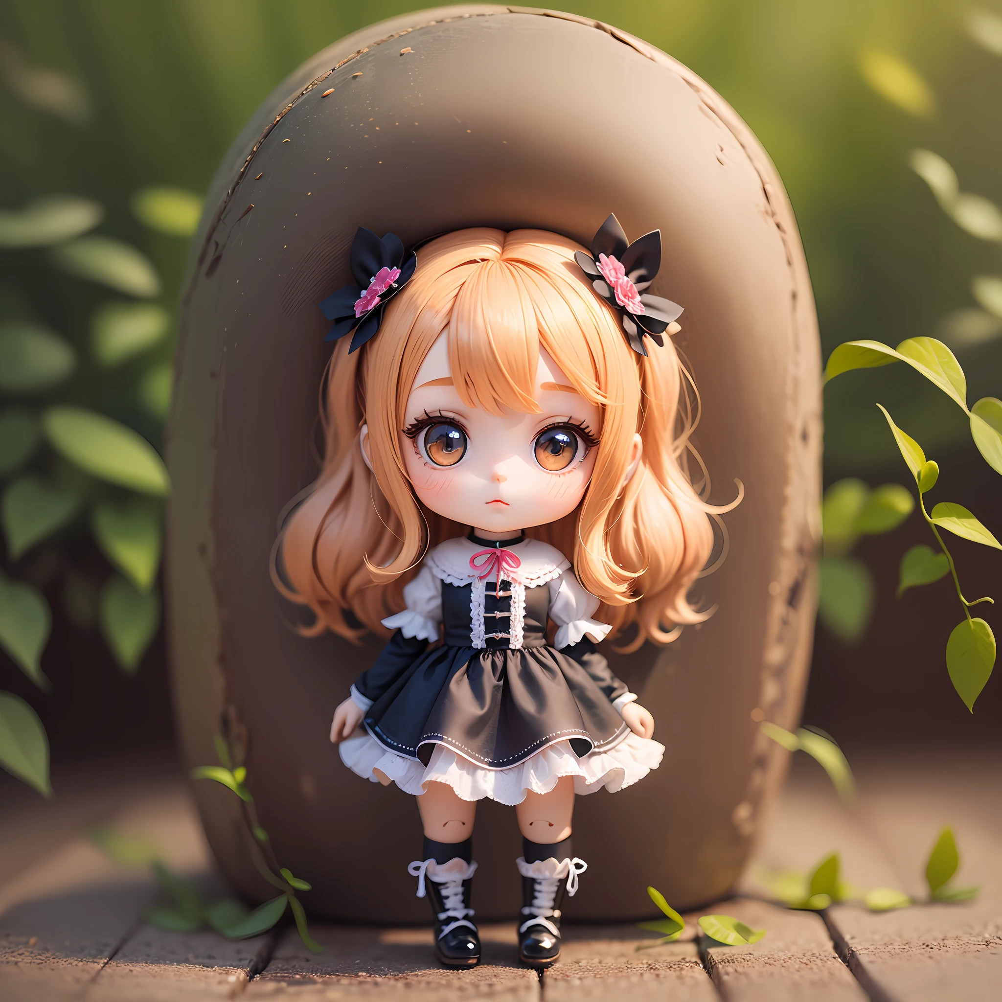 a beautiful chibi girl girl doll crisp 8k from gari,  estilo chibi --auto --s2