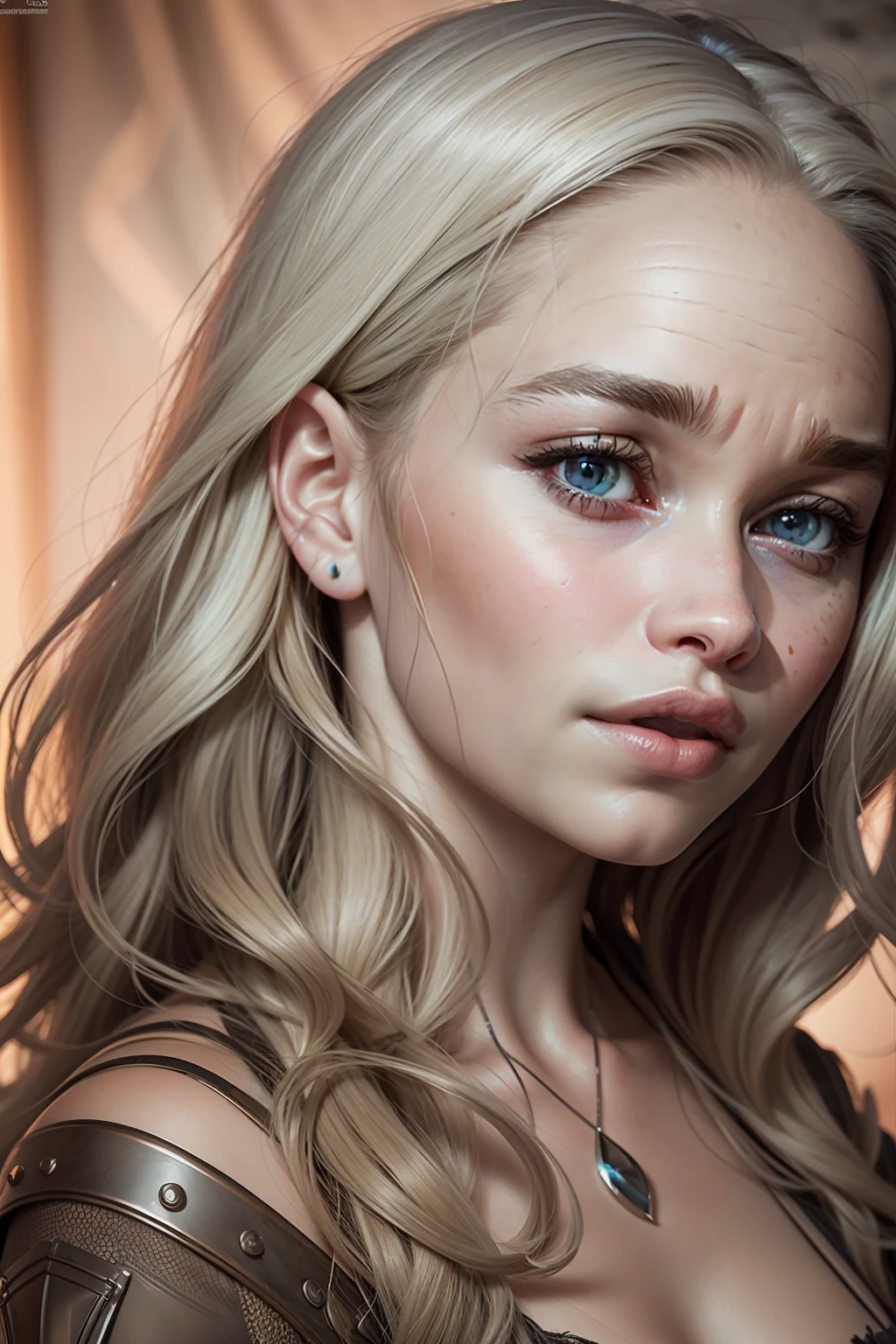 ((Emilia Clarke)), ((beautiful detailed face)), ((natural skin texture)), (fotorealistisch), (Raytracing), (scharfer Fokus)