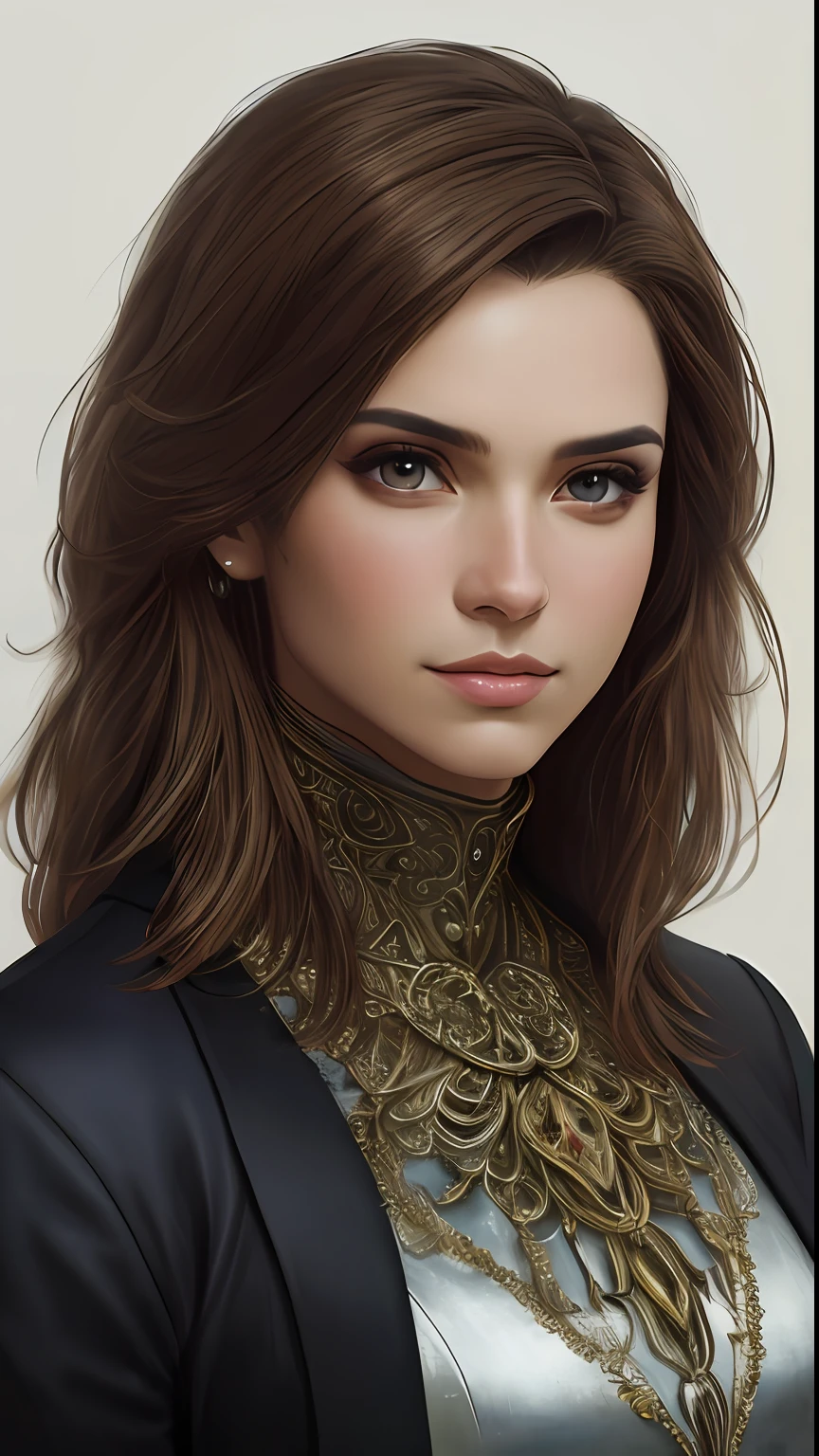 8k portrait of a beautiful cyborg with light brown hair, intrincado, elegante, muy detallado, majestuoso, digital photography, arte de artgerm y ruan jia y greg rutkowski pintura surrealista filigrana de mariposa dorada, vidrios rotos (obra maestra, sidelit, hermosos ojos finamente detallados: 1.2 ), HDR,