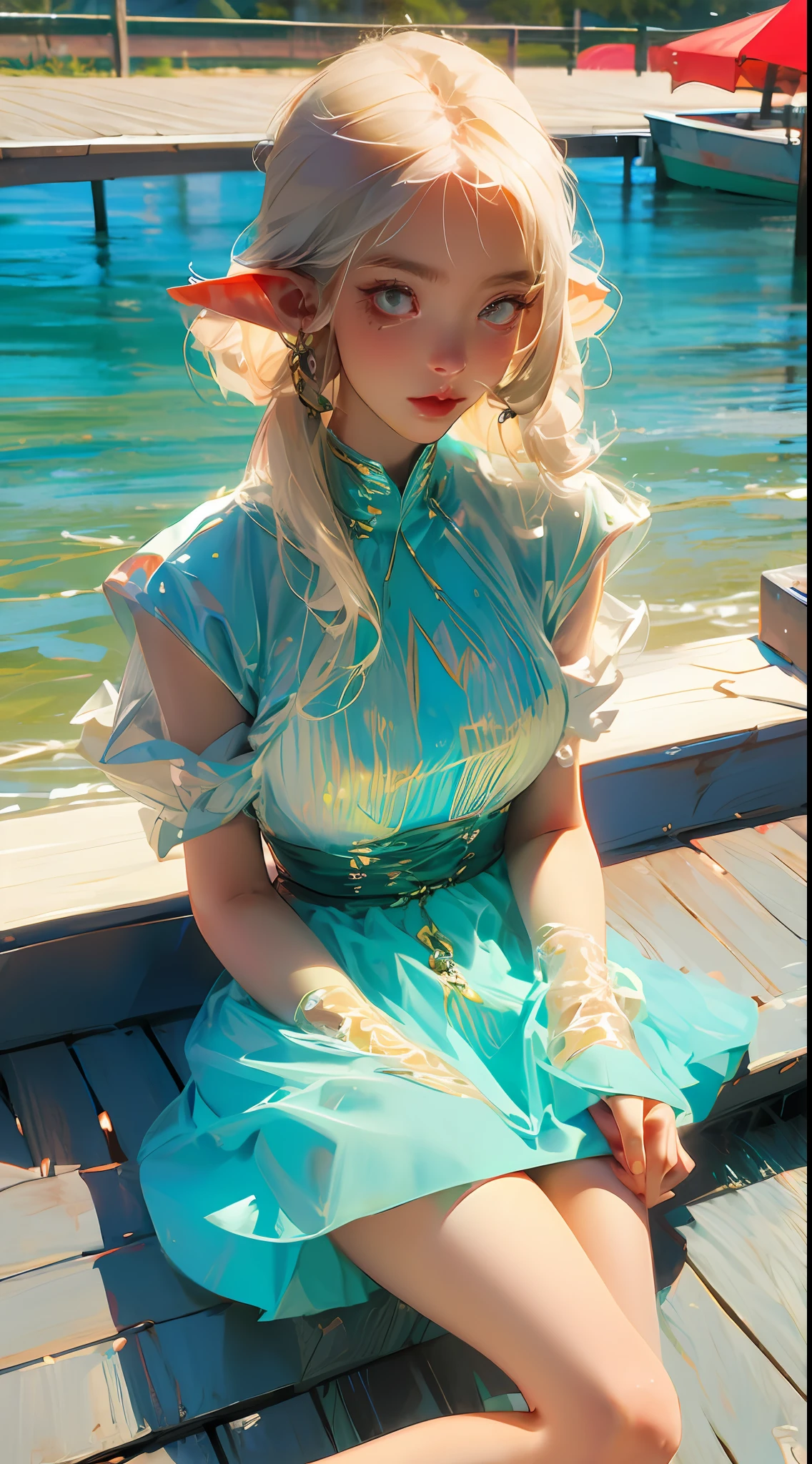 Maiden, seaside, swimsuit, cute, elf