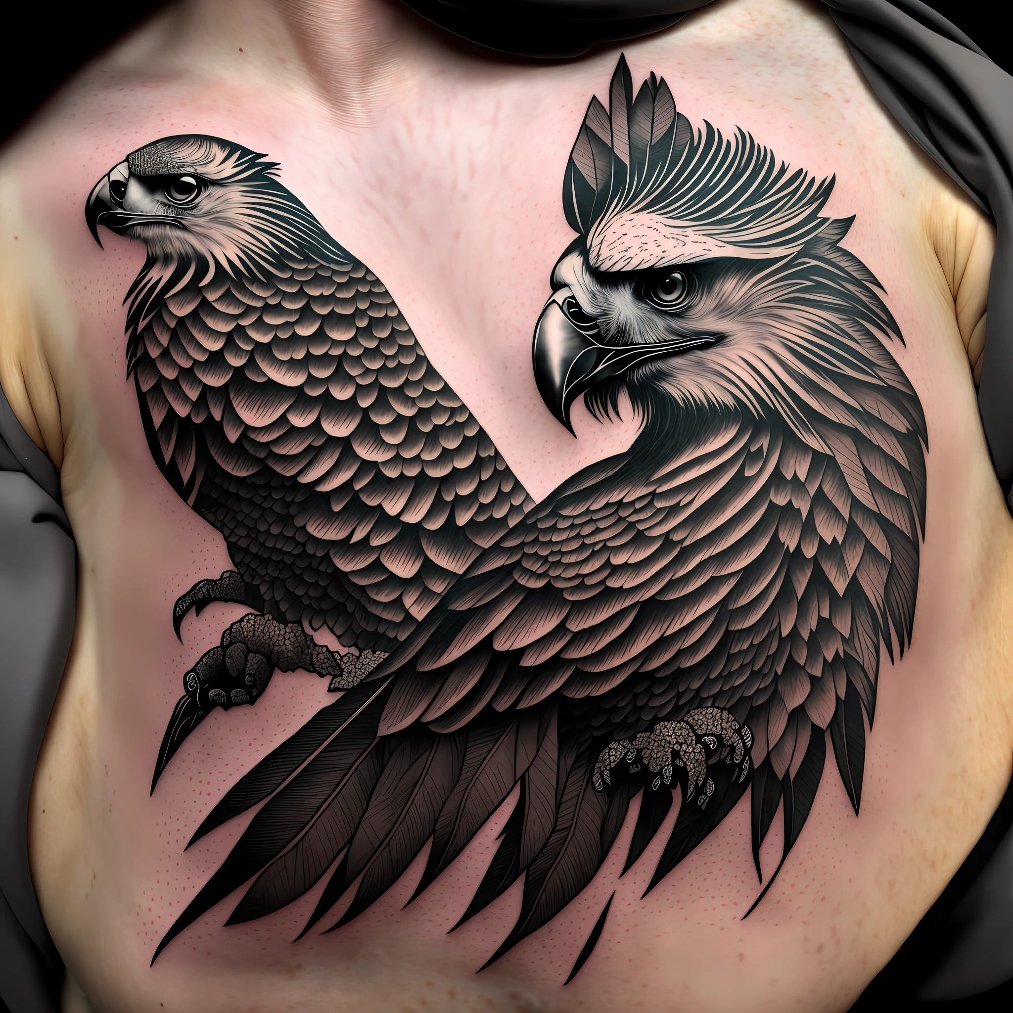 Harpy eagle in Blackwork tattoo style --auto