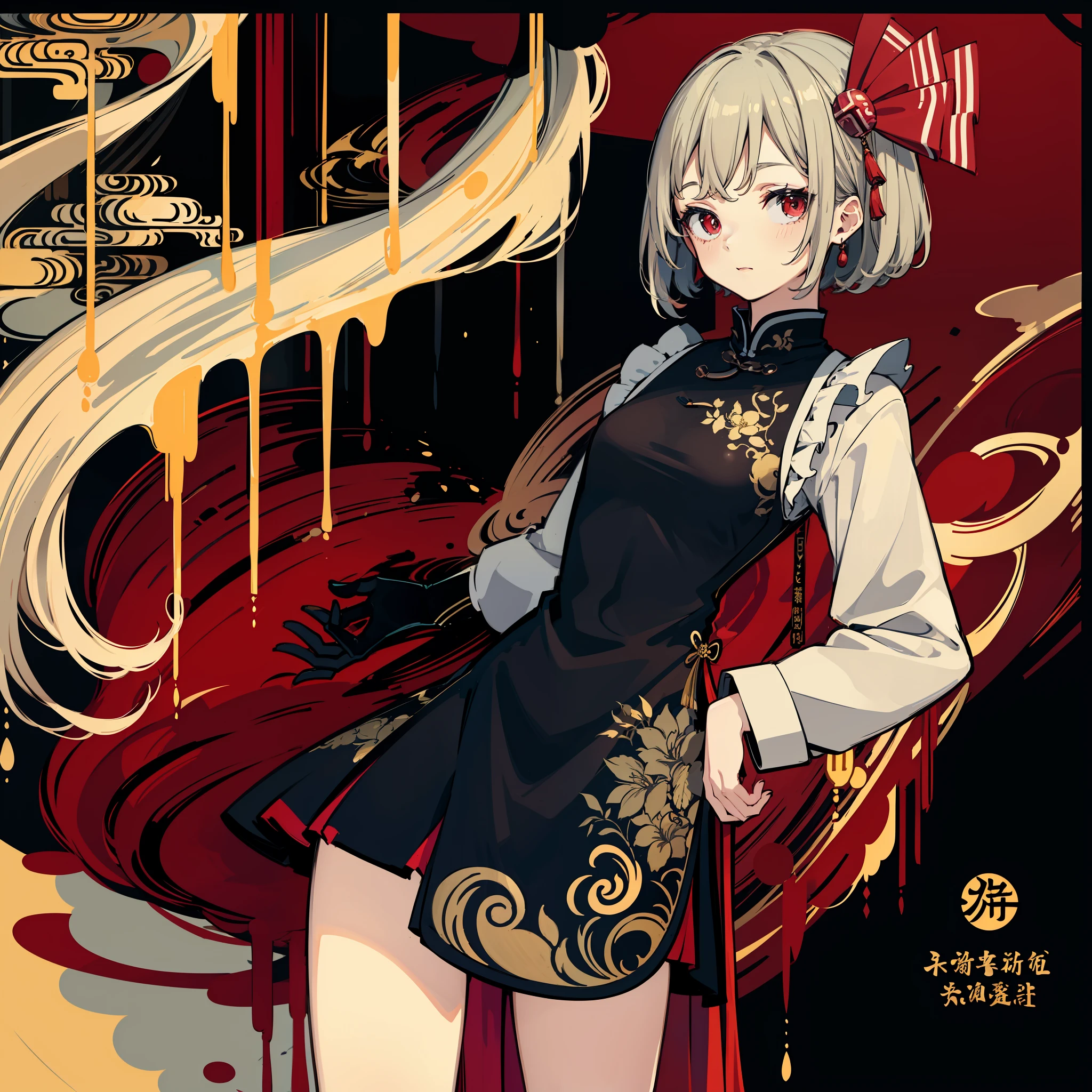 masute piece, Fine detail, 4K, 8K, 12K, Solo, One person, Beautiful Girl, caucasian female, Touhou Project Loomia、chinese clothes, Chinese dress, Chinatown