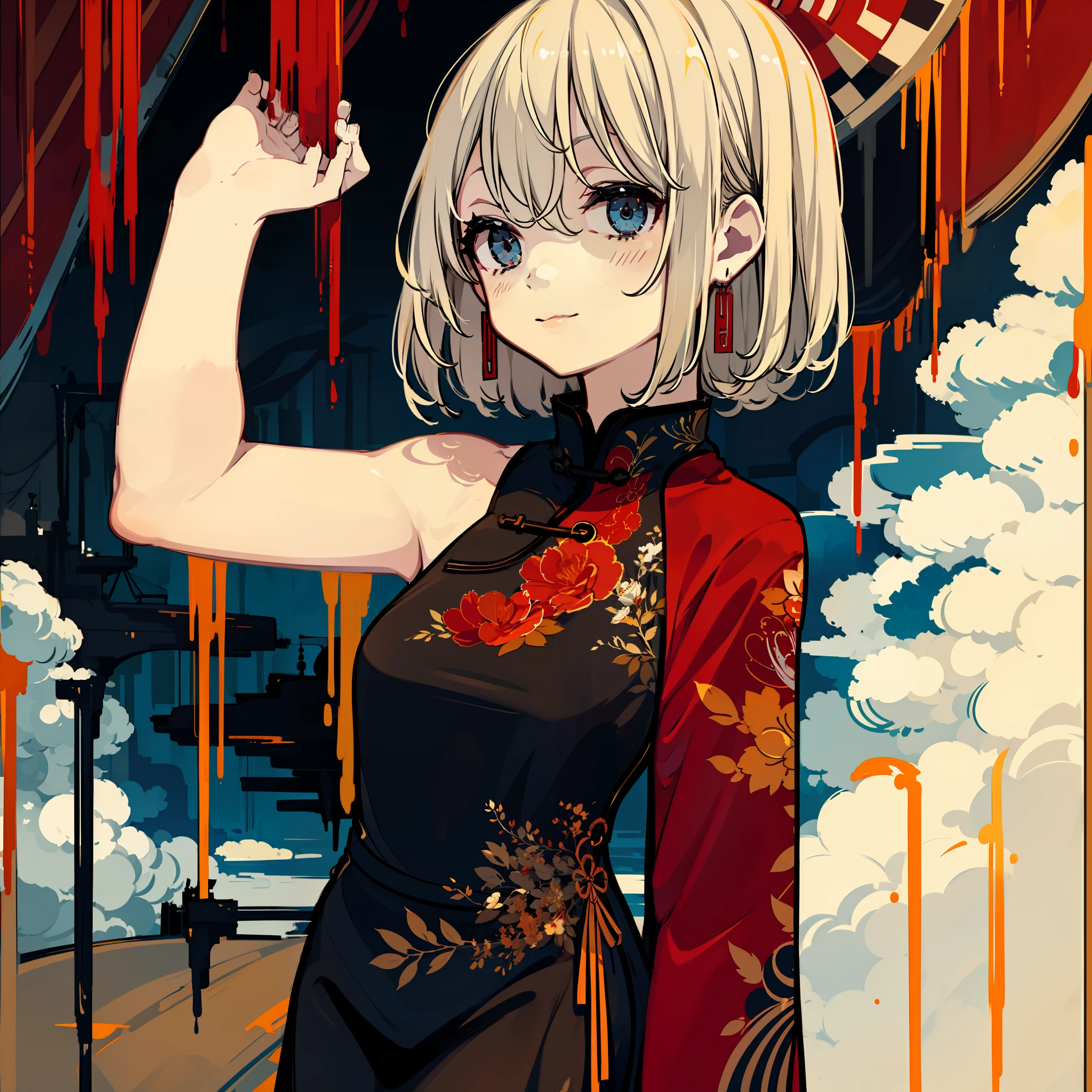 masute piece, Fine detail, 4K, 8K, 12K, Solo, One person, Beautiful Girl, caucasian female, Touhou Project Loomia、Lori、chinese clothes, Chinese dress, Chinatown