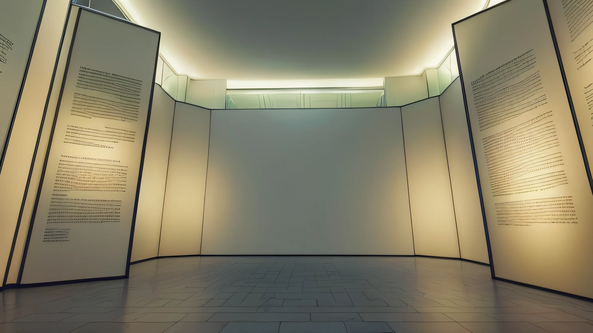 there are people standing in a museum looking at pictures, museum diffuse lighting, museum exposition, museum setting, museum lighting, museum background, museum exhibit, exhibit, photographic render, museum archive, museum display, museum photograph, Beautiful rendering of the Tang Dynasty, background is a low light museum, inside a museum, museum photoshot, Museum, museum picture