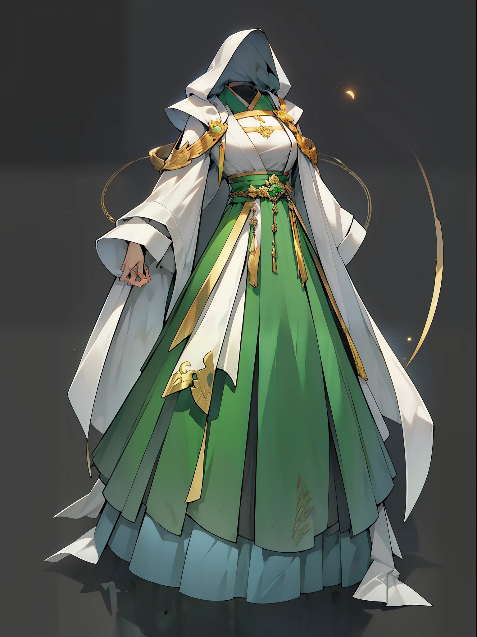 （NOhumans：1.5）， a masterpiece of， Ultimate，（Green gauze dress），（Ancient Chinese clothes，pleated long skirt，cloaks，gossamer，gold chains，Green Hanfu，Phnom Penh embroidery），gameicon，