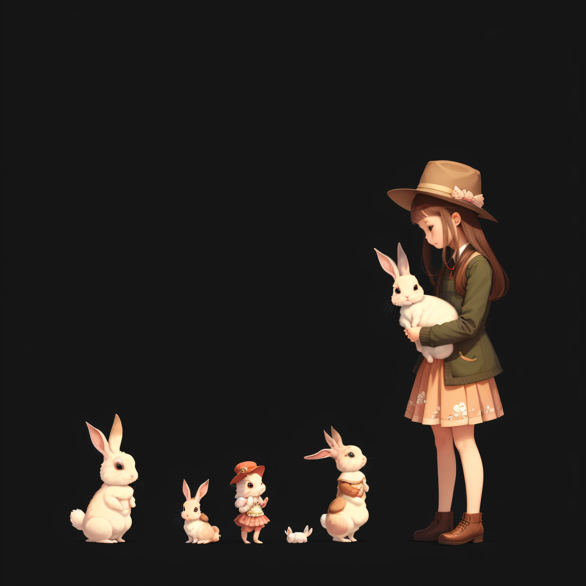Rabbit,Pictures,Cute cartoon,Rabbit with Dr. wearing hat,China-style,Chinese characters,Rabbit in a skirt,Animal rabbits, holding a rabbit --auto