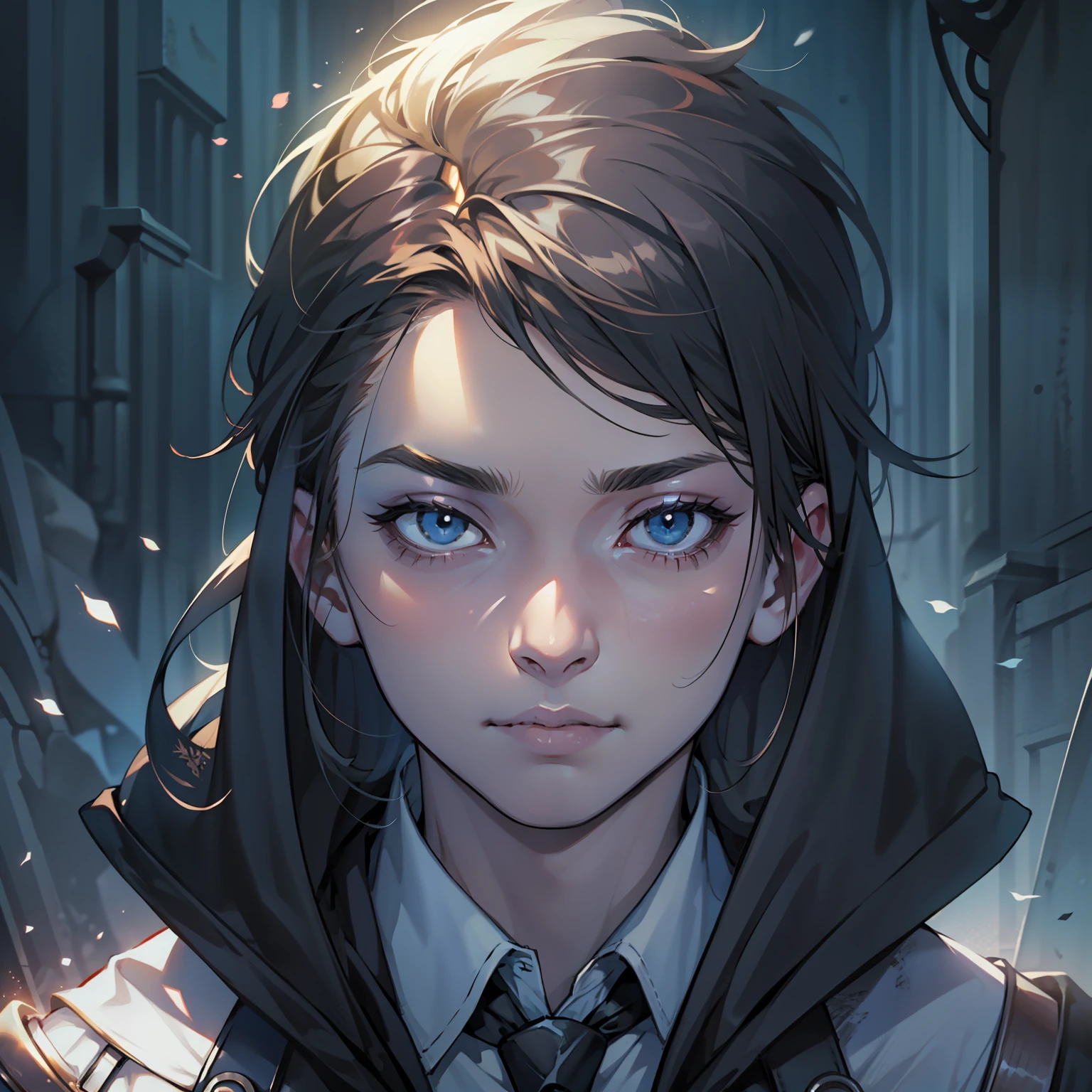 Cold boy，Dark shadows，Dreamy cinematic lighting。