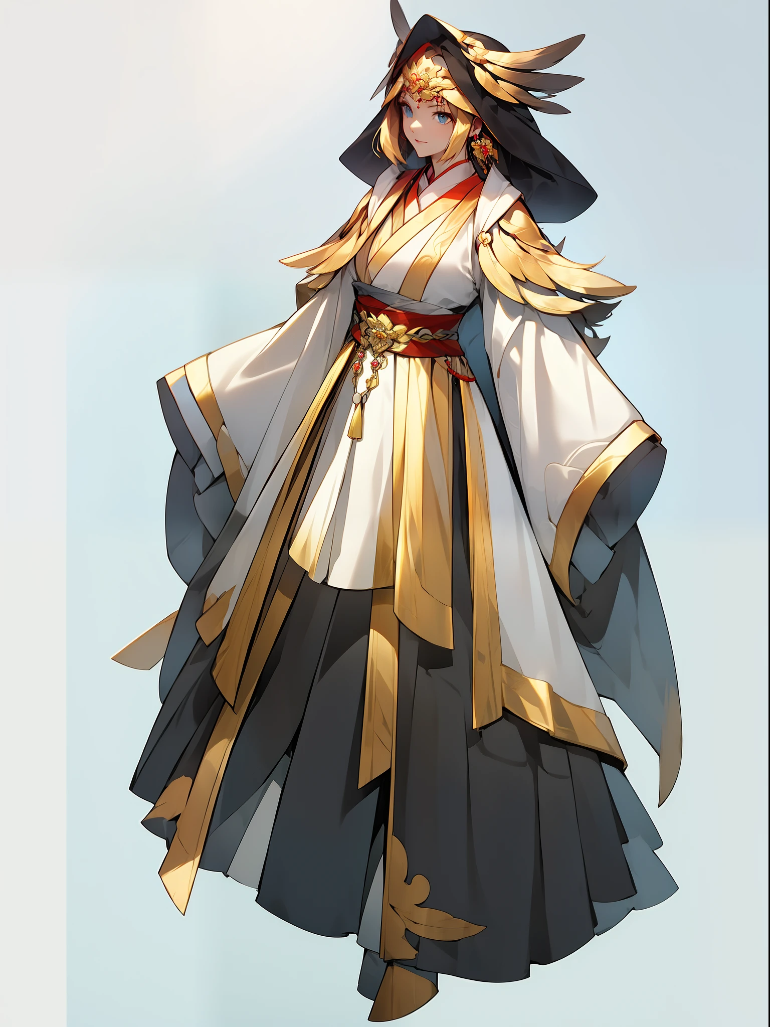 （NOhumans：1.5）， a masterpiece of， Ultimate，（feather-adorned），（Ancient Chinese clothes，pleated long skirt，cloaks，gossamer，gold chains，red color Hanfu，Phnom Penh embroidery），gameicon
