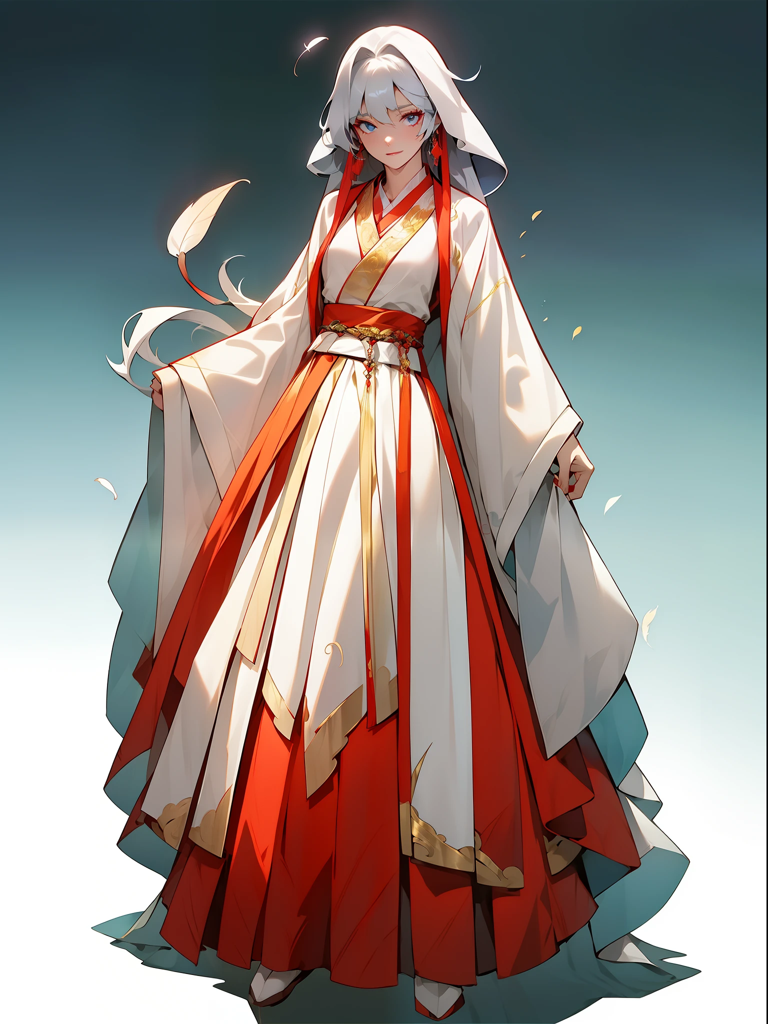 （NOhumans：1.5）， a masterpiece of， Ultimate，（feather-adorned），（Ancient Chinese clothes，pleated long skirt，cloaks，gossamer，gold chains，red color Hanfu，Phnom Penh embroidery），gameicon，