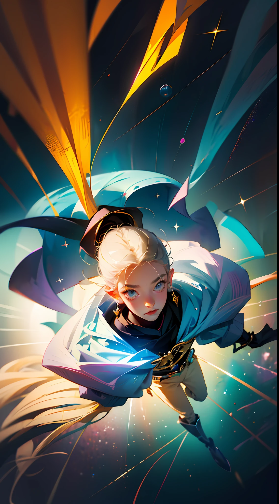 ridiculous resolution, high resolution, (masterpiece:1.4), super detailed, 1boy, seen from above, space, floating, --v 6