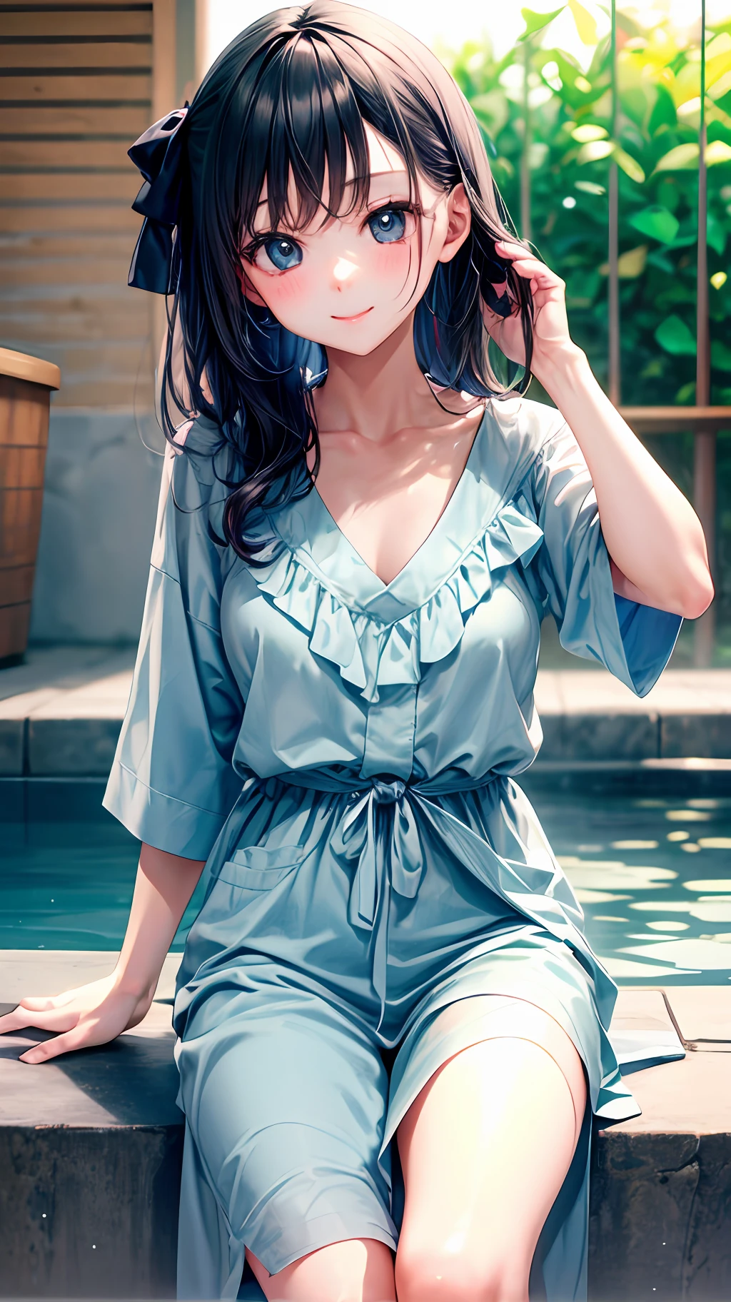 I would be happy if I took a bath with such a super cute girl。