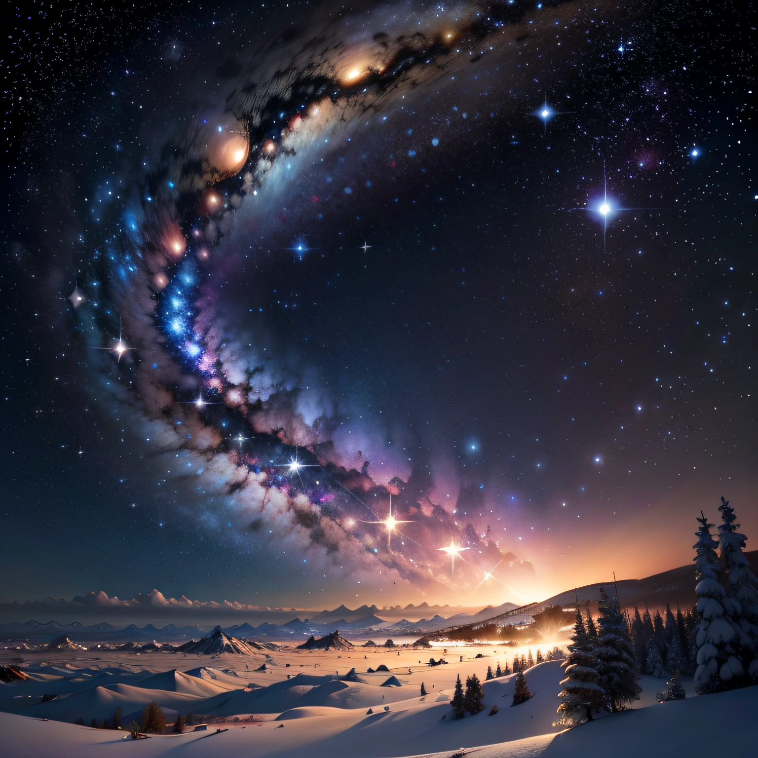 starry night sky with a spiral of stars and a snowy mountain, spectacular milky way, breathtaking stars, starry sky 8 k, milky ways, beautiful space, cosmos sem fim no fundo, cosmic starry sky, galactic landscape, the milky way in the sky, milky way environment, universe in the sky, galaxy in the sky, beautiful galaxy,  beautiful night sky, view of the planet Saturn in the sky, planeta saturno no lugar da lua da terra, planeta saturno com aneis