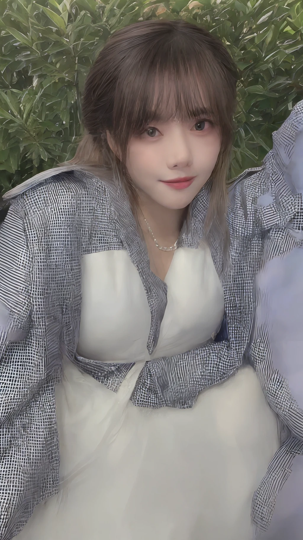 random pose, mix4, (8k, RAW photo, best quality, masterpiece: 1.45), (realistic, photorealistic: 1.37), one girl, cute, cityscape, night, rain, wet, professional lighting, photons mapping, radiosity, physically based rendering, gradient black hair, gray hair, short curly hair, handsome, girl, Deep V-neckline slip dress, top quality photo, high res, 1080p, (clear face), (detailed face description), (detailed hand description), (masterpiece), (exquisite CG), extreme light and shadow, disheveled hair, master work, rich details, (fine facial features), (highest quality photo), (masterpiece), (detailed eyes), look in front of you eyes, fine clavicle, ((large breasts)),