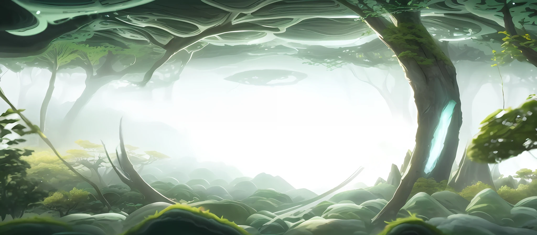 there is a picture of a very strange looking looking area, background artwork, Jade,Jade,Jade,forest portal, ethereal background, deviantart eka's portal, ethereal landscape, Fractal landscape, fractal forest, swirling scene in forest, elf forest background, swirling scene, Fantasy background, organic matte painting, avatar landscape, fantasy forrest background, a still of an ethereal