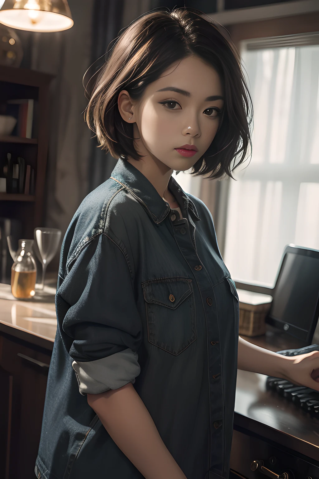 1girl tomboy short hair