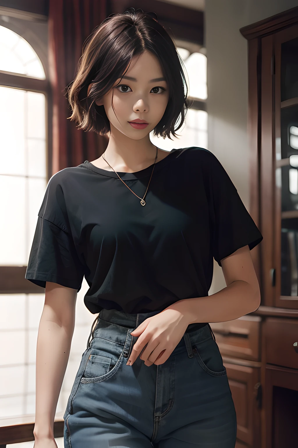 1girl tomboy short hair