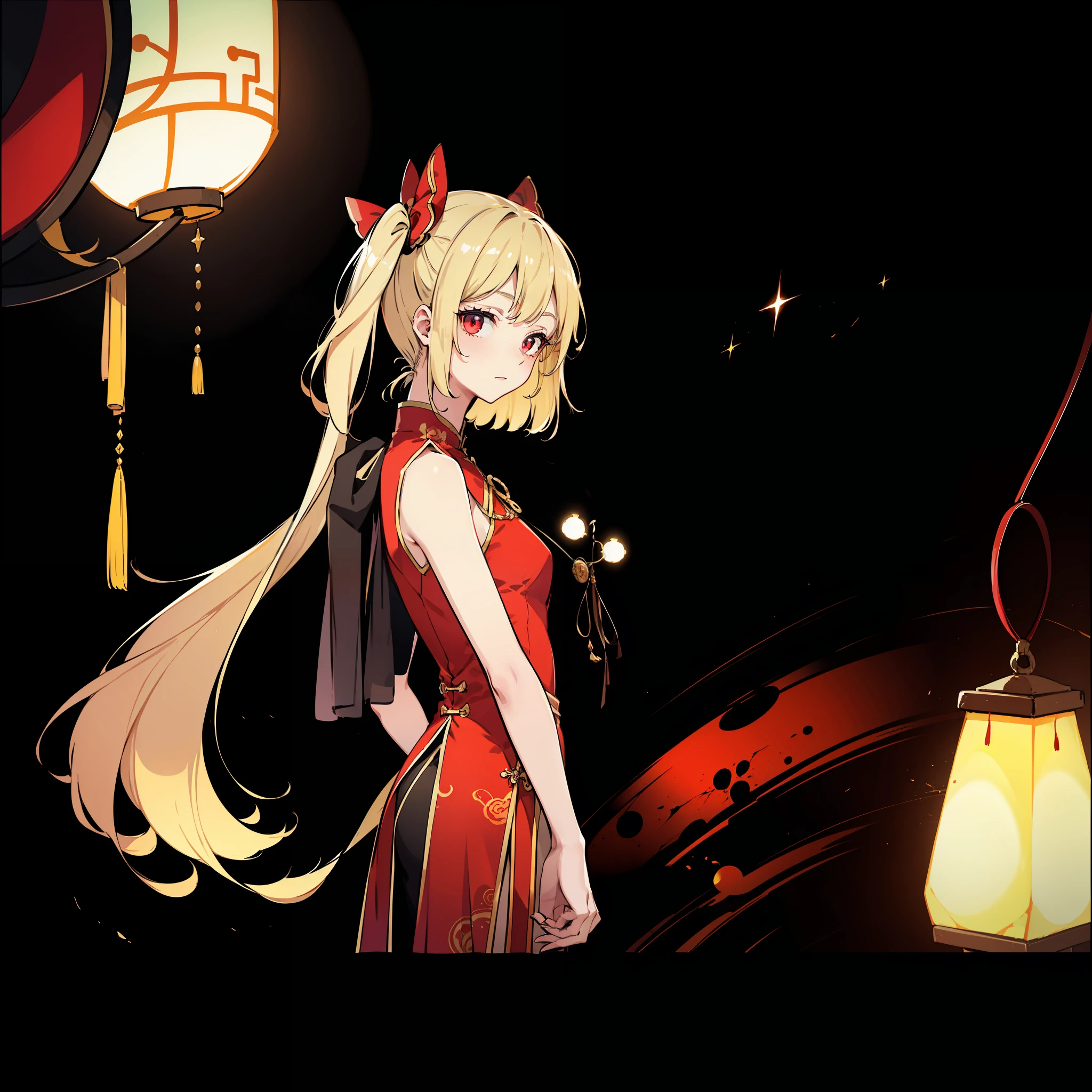 masute piece, Fine detail, 4K, 8K, 12K, Solo, One person, Beautiful Girl, caucasian female, Flandre Scarlet of the Eastern Project、Small、chinese clothes, Chinese dress, Chinatown