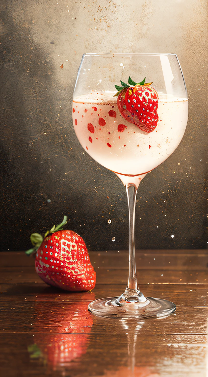 (Magical Photo:1.3) of (Realistic:1.3),(Energetic:1.3) product photography of a strawberries falling into a glass of milk, splash, intricate, epic,(by Artist RHADS:1.3),Highly Detailed,(Provia:1.3)