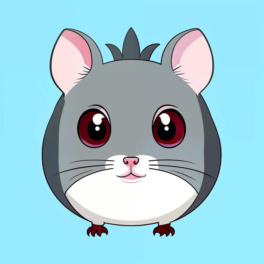 chinchilla face, round face of a chinchilla, chinchilla head, front facing face, cartoon style, 2d game style, 2d, cute, big eyes, symmetric face, one color background