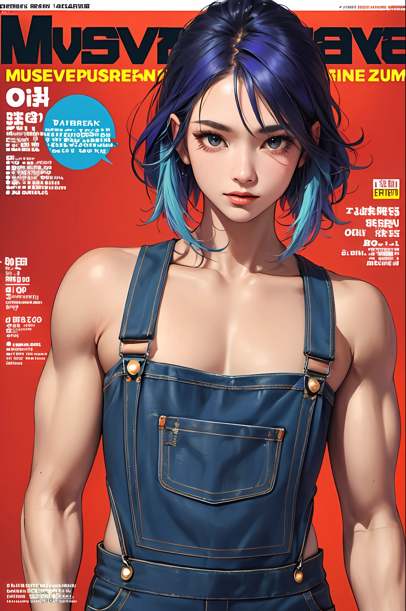 Muscle men，Upper body muscles，tattoo，overalls，a masterpiece of，need，Spring dress，Colored hair，exteriors，MagazineCover，Upper body body，Many text titles in the magazine