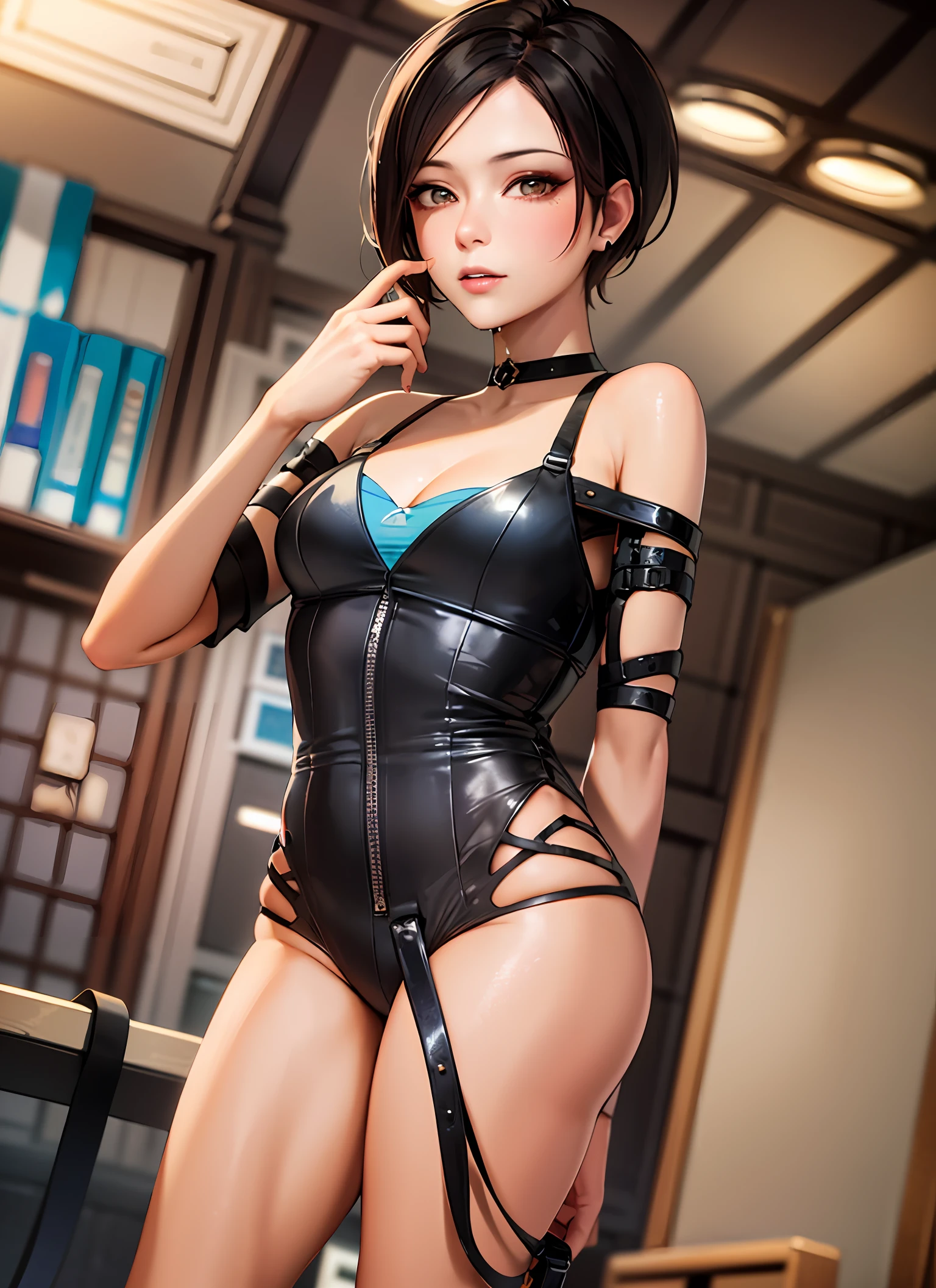((Best Quality, 8K, Masterpiece: 1.3)), Sharp: 1.2, Perfect Body Beauty: 1.4, Slim Abs: 1.2, ((Layered Hairstyle, :1.2)), (Good Girl Outfit: 1.1), (Indoor: 1.2), Wet: 1.5, Highly detailed face and skin texture, Detailed eyes, double eyelids, Look up at the...