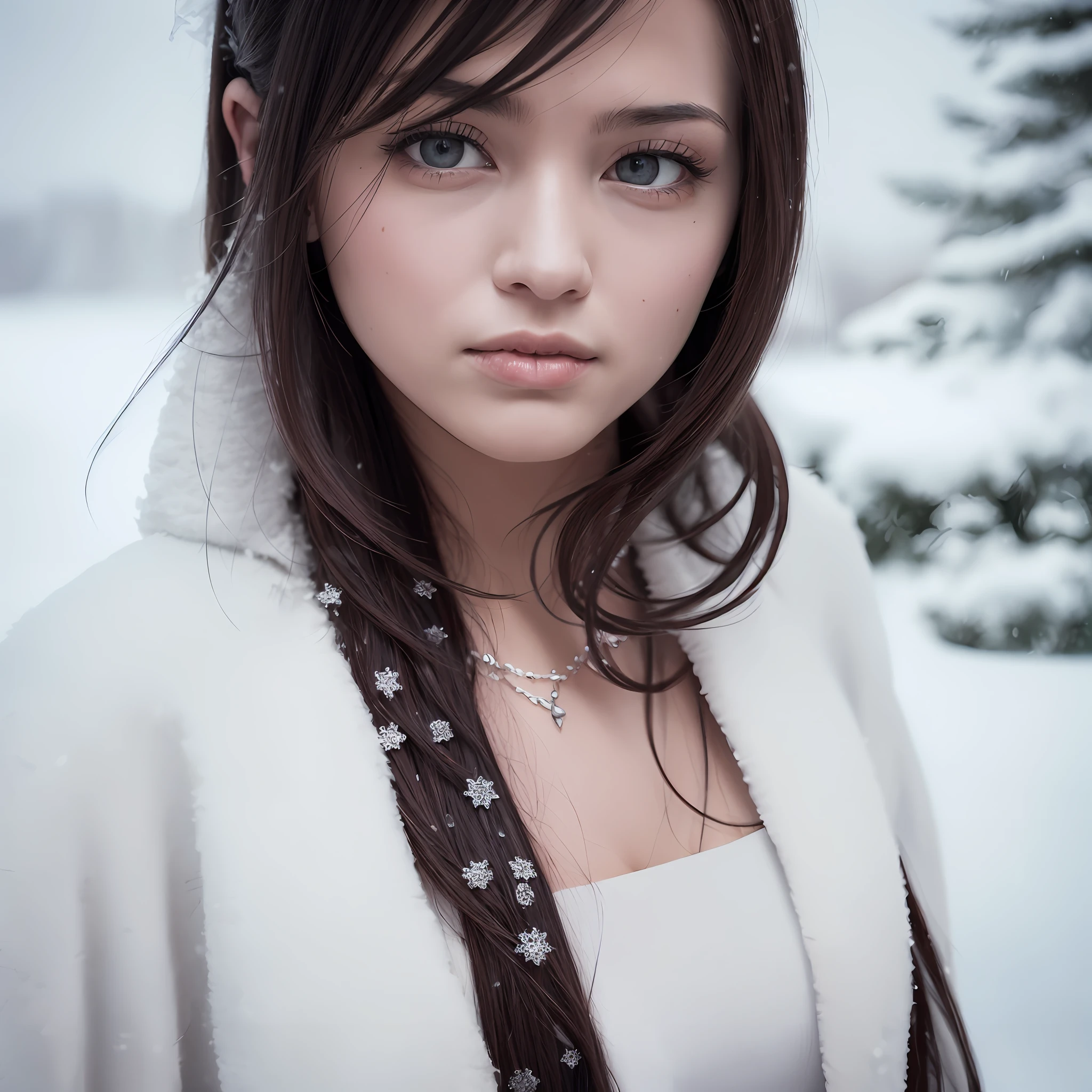 portraite of a woman, 8k beautiful russian woman avatar, 1woman, intricate, elegant, highly detailed, detail face, red , symetrical, majestic, 35mm, digital photography, fashion photography, (masterpiece, sidelighting), (soft light, sharp:1.1), (hyperdetailed), hdr, blurry, blurry_background, blurry_foreground, scottish highlands, winter, snow falling --auto