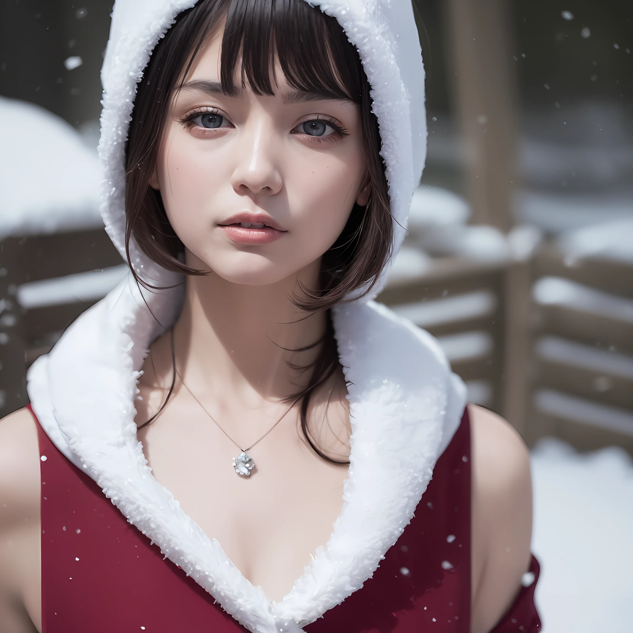 portraite of a woman, 8k beautiful russian woman avatar, 1woman, intricate, elegant, highly detailed, detail face, red , symetrical, majestic, 35mm, digital photography, fashion photography, (masterpiece, sidelighting), (soft light, sharp:1.1), (hyperdetailed), hdr, blurry, blurry_background, blurry_foreground, scottish highlands, winter, snow falling --auto