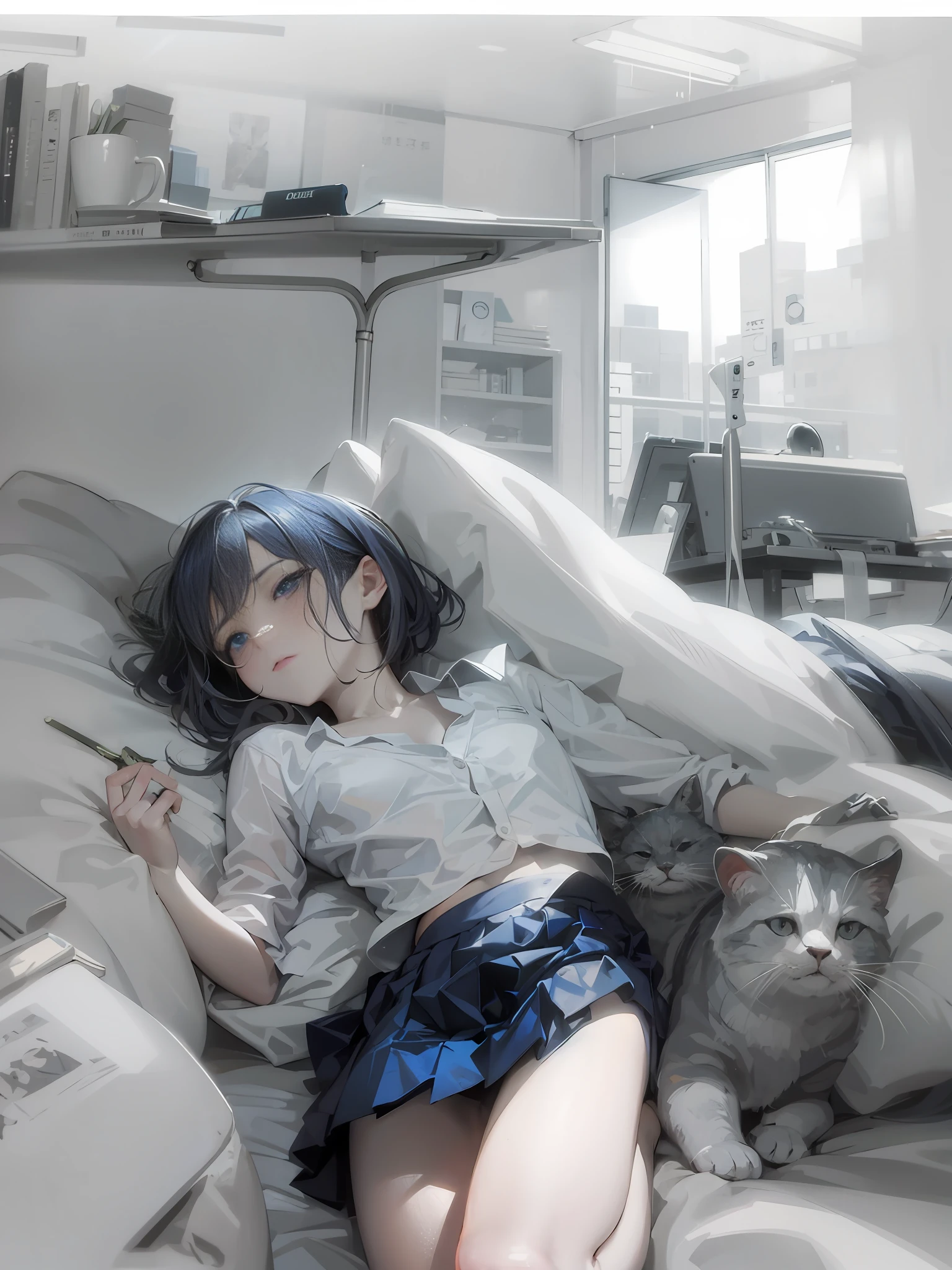 Dark blue skirt、Change the angle of the foot
