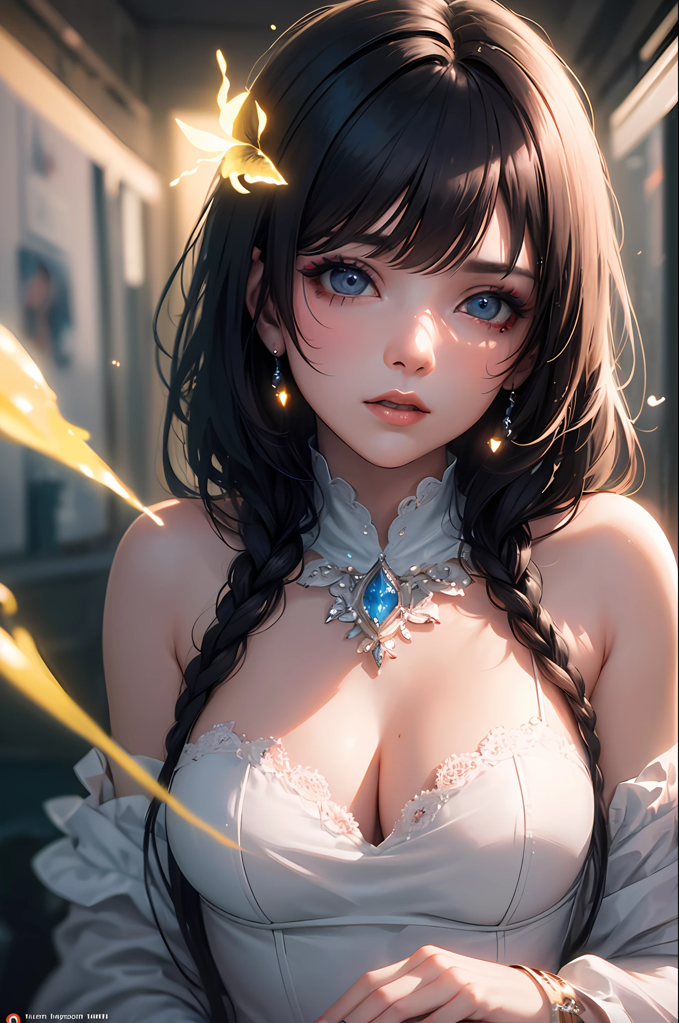 (Masterpiece:1.2), best quality, (illustration:1.2), (ultra-detailed),Eye focus,(Masterfully crafted Glow, pink lens flare), (Cinematic background), hyper details, (delicate detailed), (intricate details), octane render, hdr, (hyperdetailed:1.15), (soft light:1.2), 1girl, beautiful girl, ultra detailed eyes, mature, plump, thick, rainbow painting drops,(supermodel:1.3), paint teardrops, woman made up from paint, entirely paint, splat, splash, indoors, (bioluminescent hair:1.1),(glowing eyes), ((makeup)),(Cinematic masterpiece), fierce, powerful, splashes of colour absolutely eye-catching, (Cinematic headlight), ((caustic)), dynamic angle, beautiful detailed glow, ambient occlusion, ambient light, raytraced reflections,(best illumination, an extremely delicate and beautiful), ((cinematic light)), (soft:2),