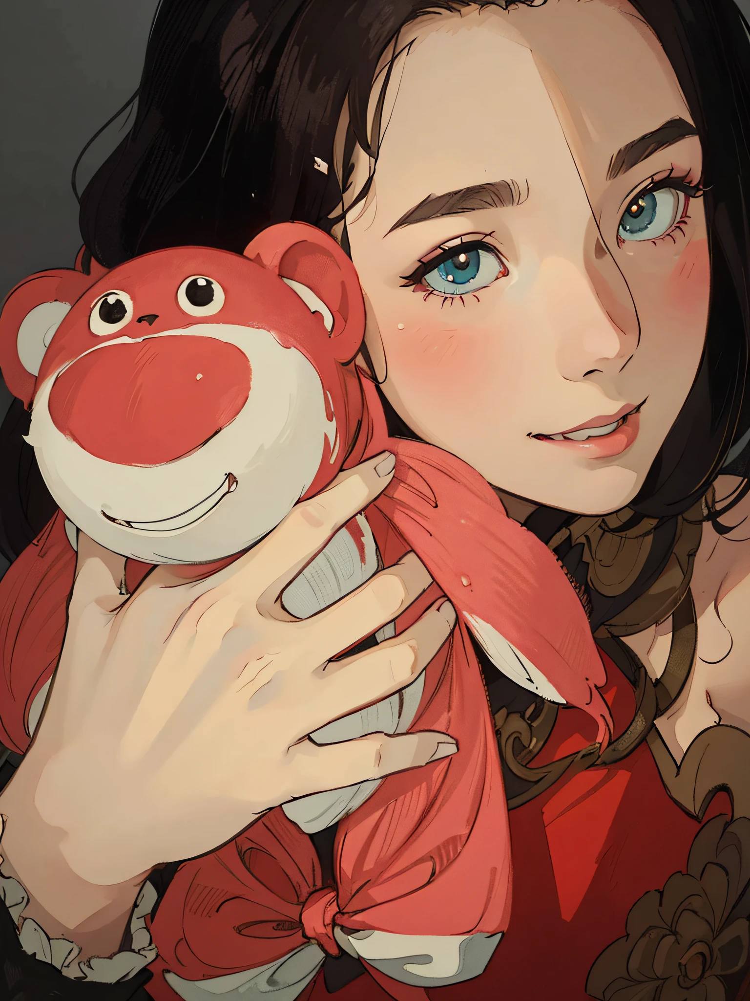 a masterpiece of，white backgroung，a color，high-resolution illustrations，A girl with，smil，Watercolor effect，Beautiful and delicate face and eyes，Perfect face proportions，highdetailskin，Stylish hairstyle（the hair：1.3）