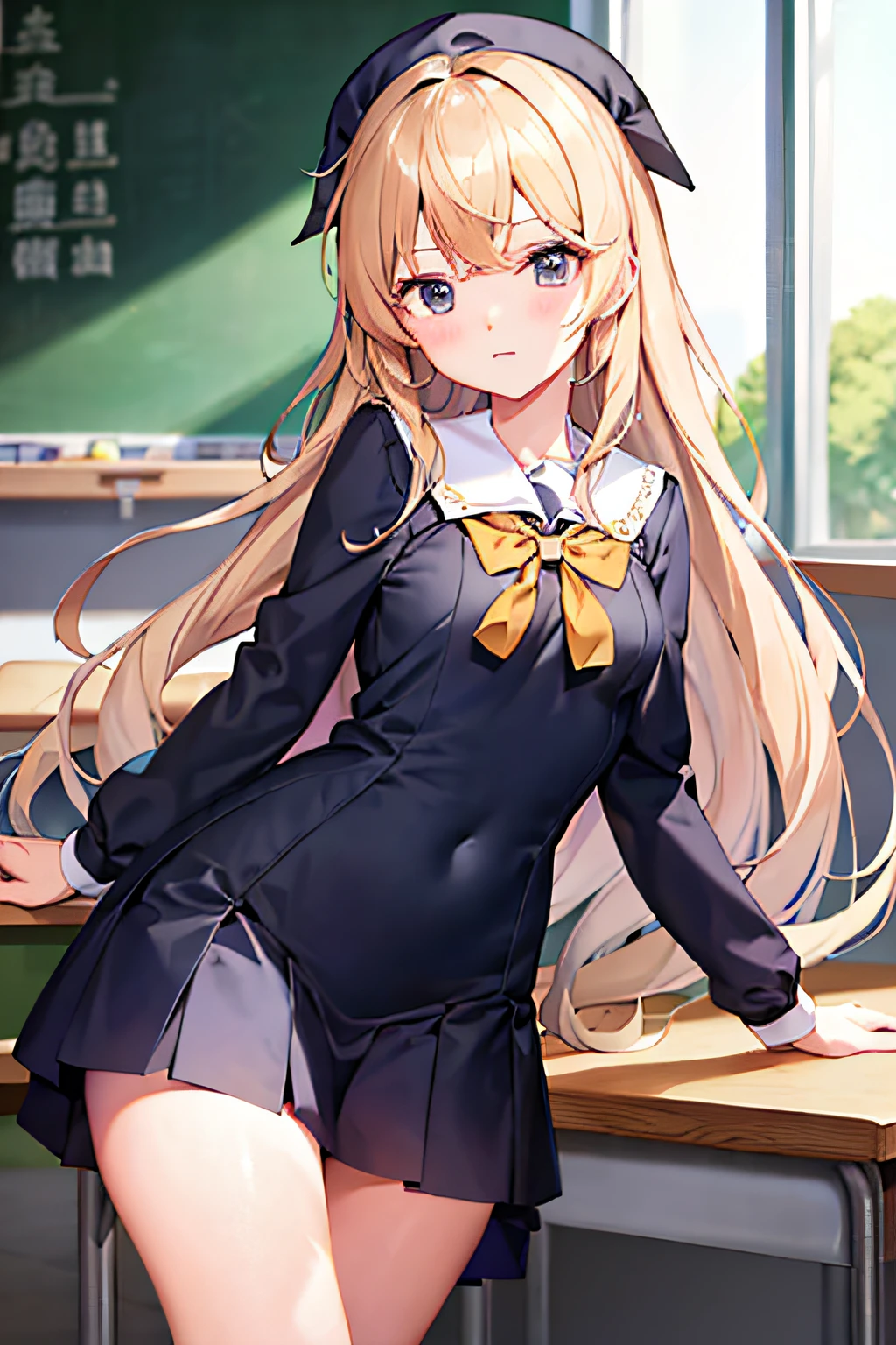 ph_eriri, 1girl, long hair, blonde hair, blue eyes, glasses, jacket, track jacket, green jacket, sawamura spencer eriri, black-framed eyewear, solo, bangs, open mouth, sitting, long sleeves, track suit, pants, very long hair, straight hair, arms up, one eye closed, (masterpiece:1.6, best quality), (finely detailed beautiful eyes: 1.2),
, (masterpiece:1.6, best quality), (finely detailed beautiful eyes: 1.2),