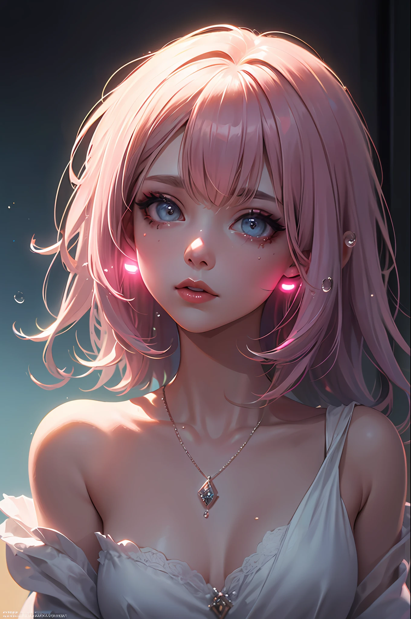 (Masterpiece:1.2), best quality, (illustration:1.2), (ultra-detailed),Eye focus,(Masterfully crafted Glow, pink lens flare), (Cinematic background), hyper details, (delicate detailed), (intricate details), octane render, hdr, (hyperdetailed:1.15), (soft light:1.2), 1girl, beautiful girl, ultra detailed eyes, mature, plump, thick, rainbow painting drops,(supermodel:1.3), paint teardrops, woman made up from paint, entirely paint, splat, splash, indoors, (bioluminescent hair:1.1),(glowing eyes), ((makeup)),(Cinematic masterpiece), fierce, powerful, splashes of colour absolutely eye-catching, (Cinematic headlight), ((caustic)), dynamic angle, beautiful detailed glow, ambient occlusion, ambient light, raytraced reflections,(best illumination, an extremely delicate and beautiful), ((cinematic light)), (soft:2),