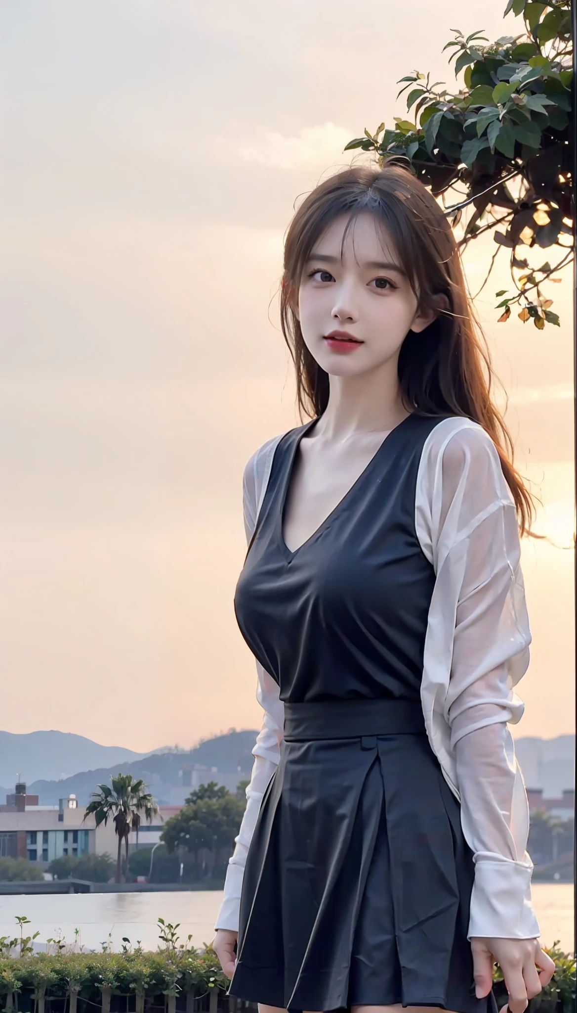 Masterpiece, Best Quality, (Realistic, Photorealistic Photo: 1.37), 8K, An Extremely Delicate and Beautiful, Amazing, Fine Details, Official Art, Ridiculous, Incredibly Ridiculous, Huge File Size, Ultra Detailed, Extremely Detailed, Beautiful Meticulous Girl, 1 Girl, (Perfect Female Figure), Full Body, Short Skirt,