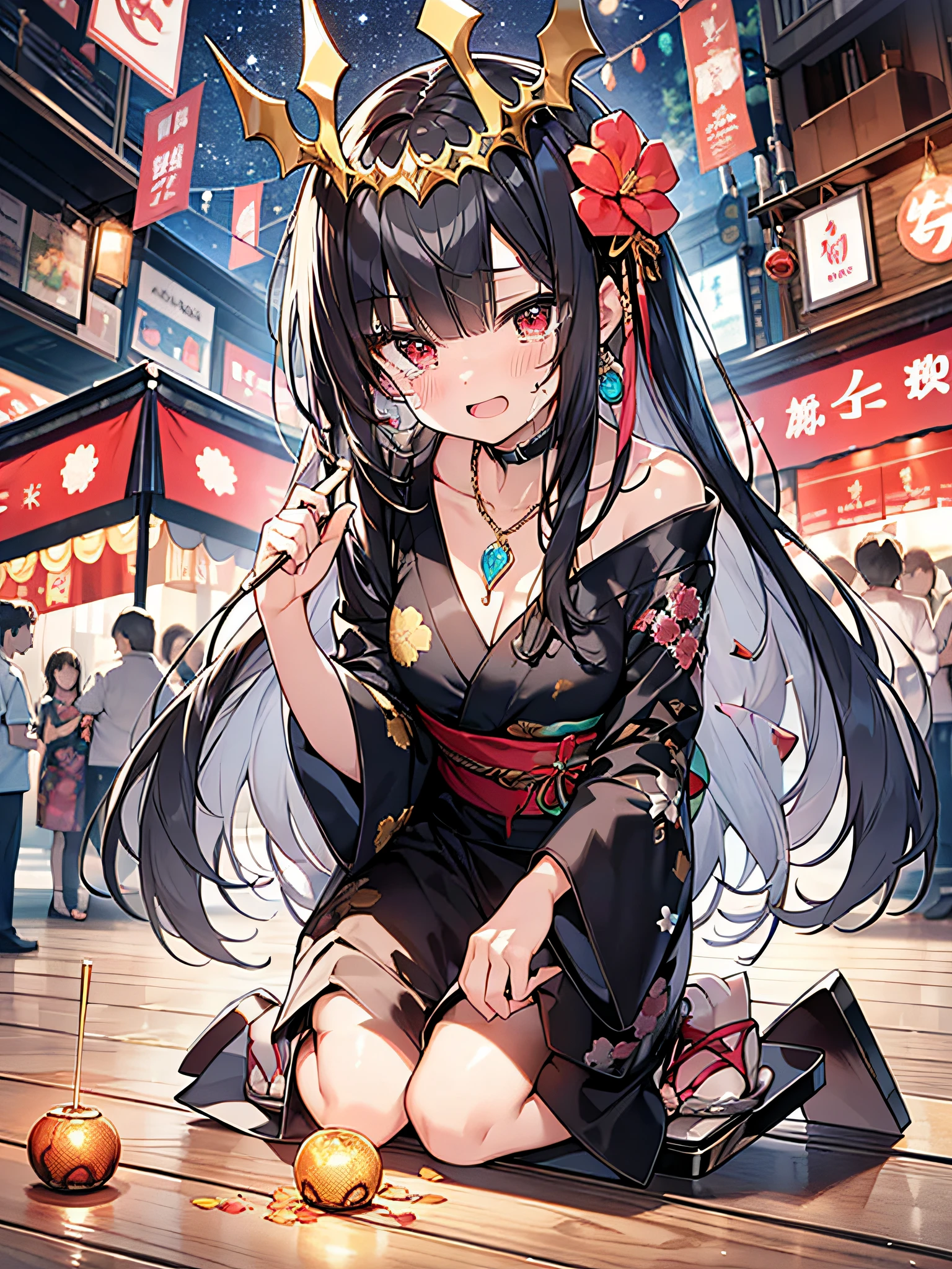 Anime girl sitting on the ground with oranges in front of her - SeaArt AI