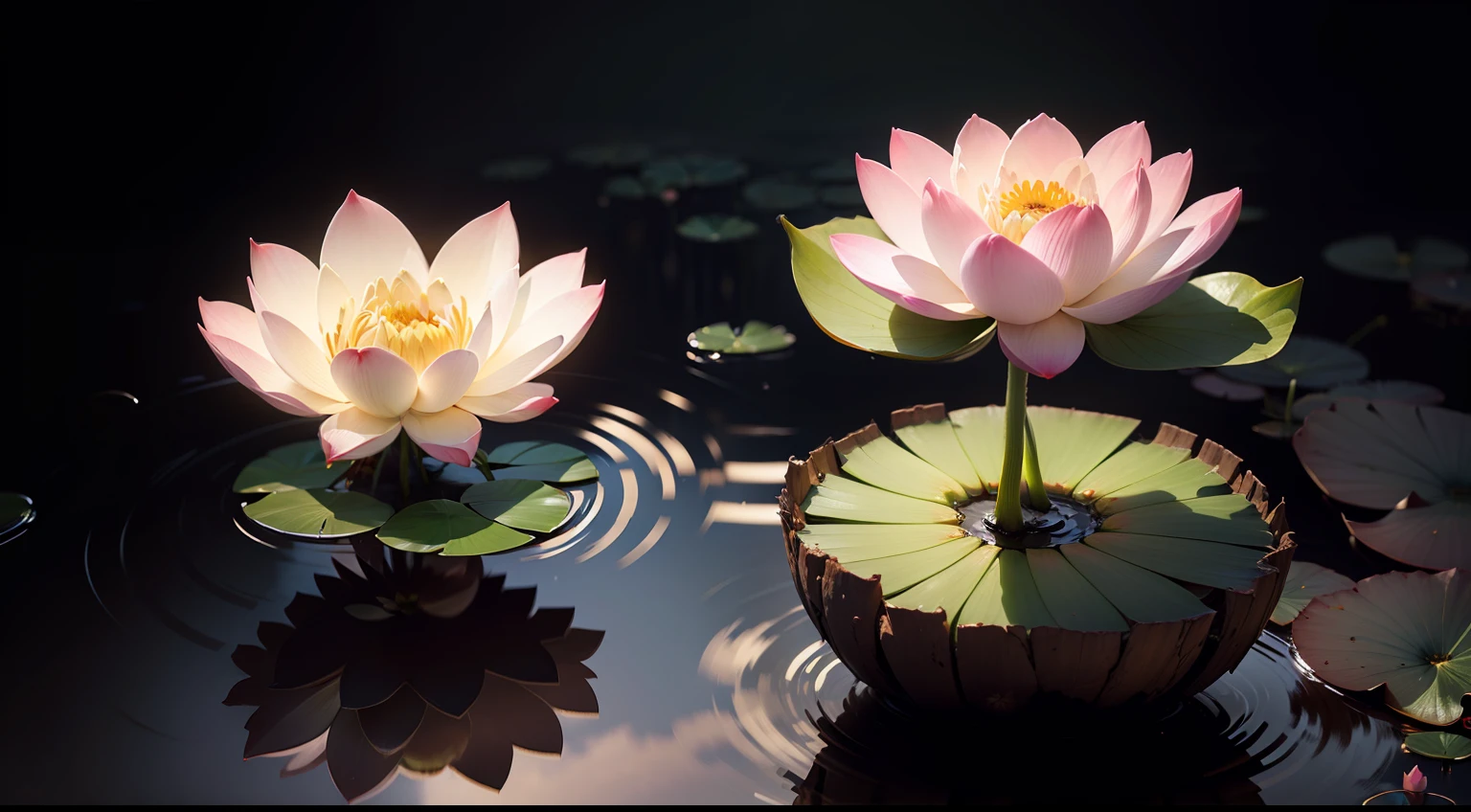 Lotus,Fully blooming lotus flowers,Half-blooming lotus flowers,flower bud --auto