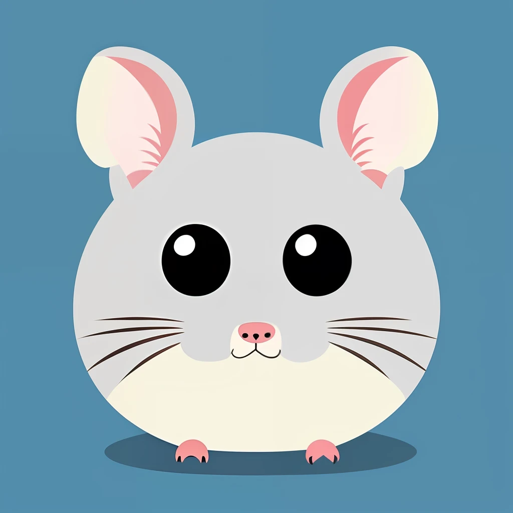 chinchilla face, round face of a chinchilla, chinchilla head, front facing face, cartoon style, 2d game style, 2d, cute, big eyes, symmetric face, one color background